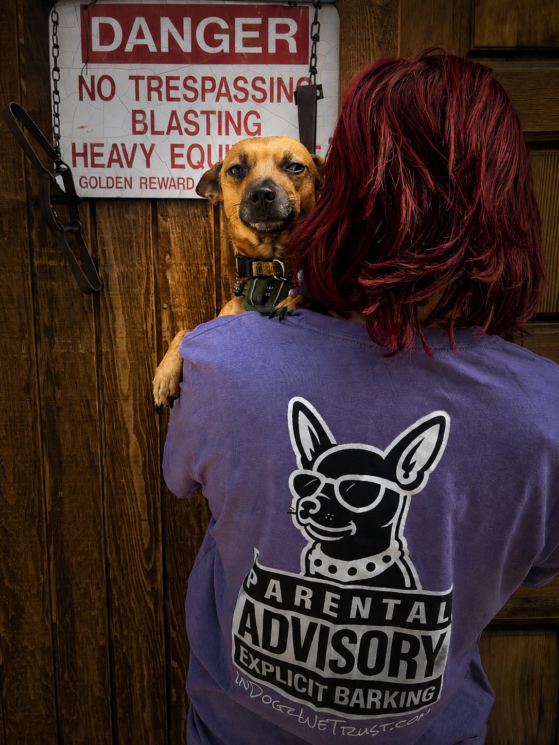 Parental Advisory = Explicit Barking - Heather Deep Teal Unisex T-Shirt - In Dogz We Trust - Back View