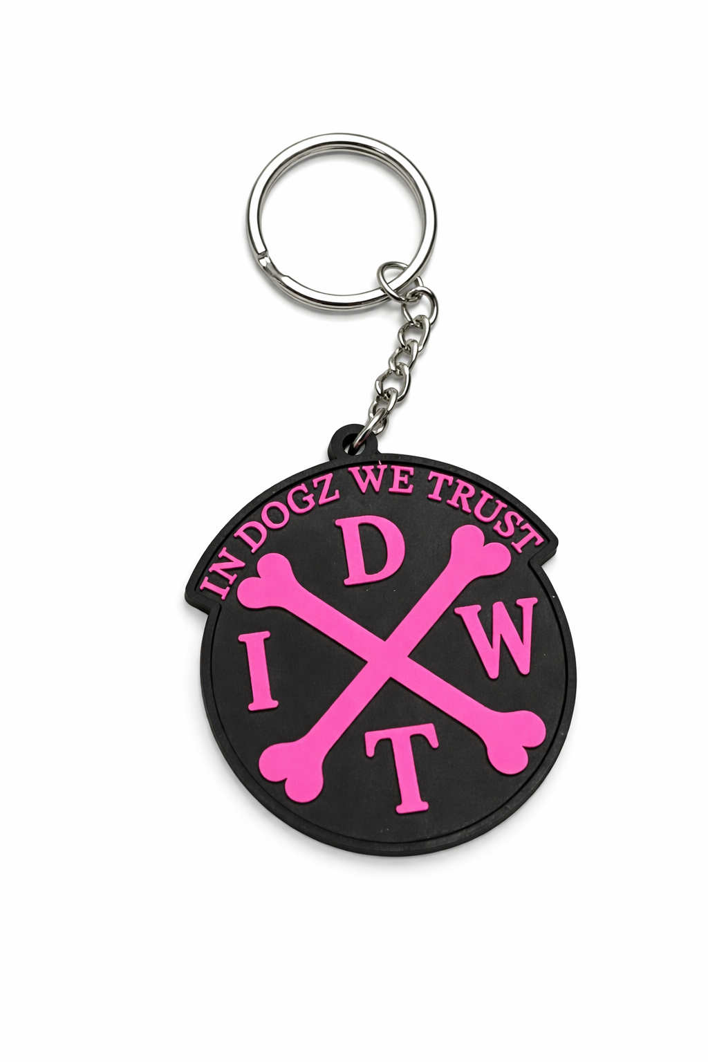 IDWT Crossbones Keychain - Pink/Black - In Dogz We Trust