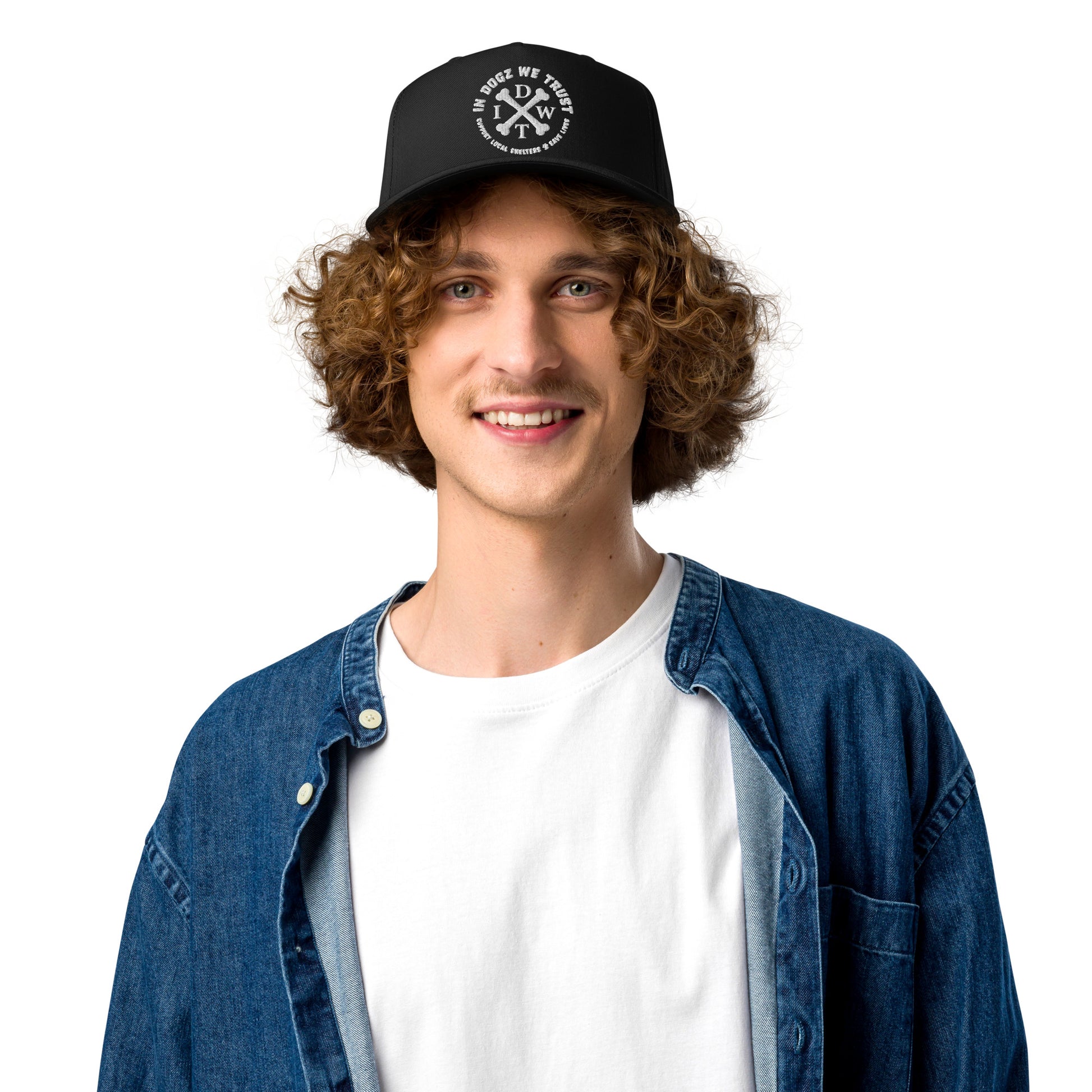 In Dogz We Trust - IDWT Pack Embroidered Hat - Black with White Thread - Unisex Cap - Male Model