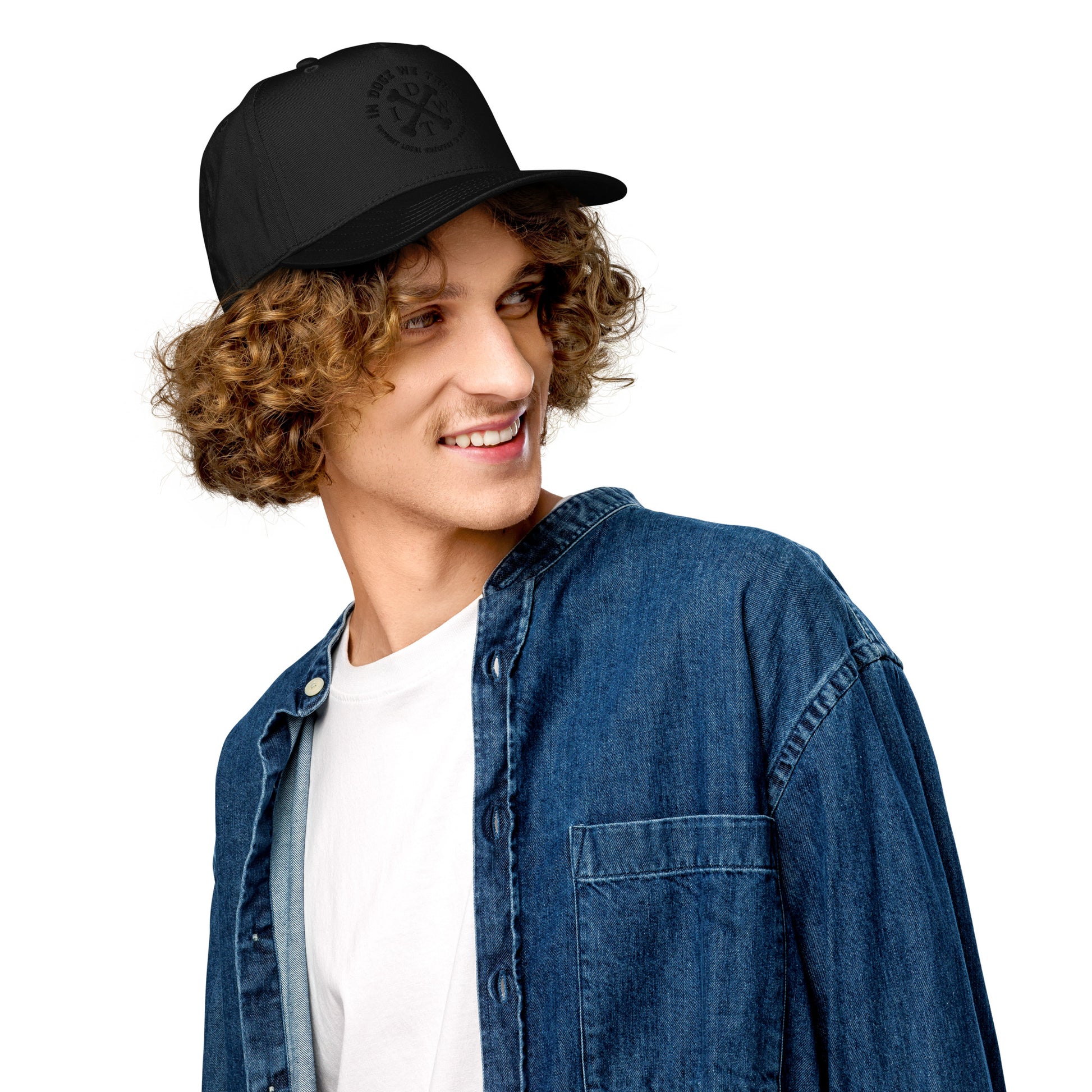 IDWT Black Out Embroidered Hat - In Dogz We Trust - Black Hat, Black Embroidered Logo - Male Model