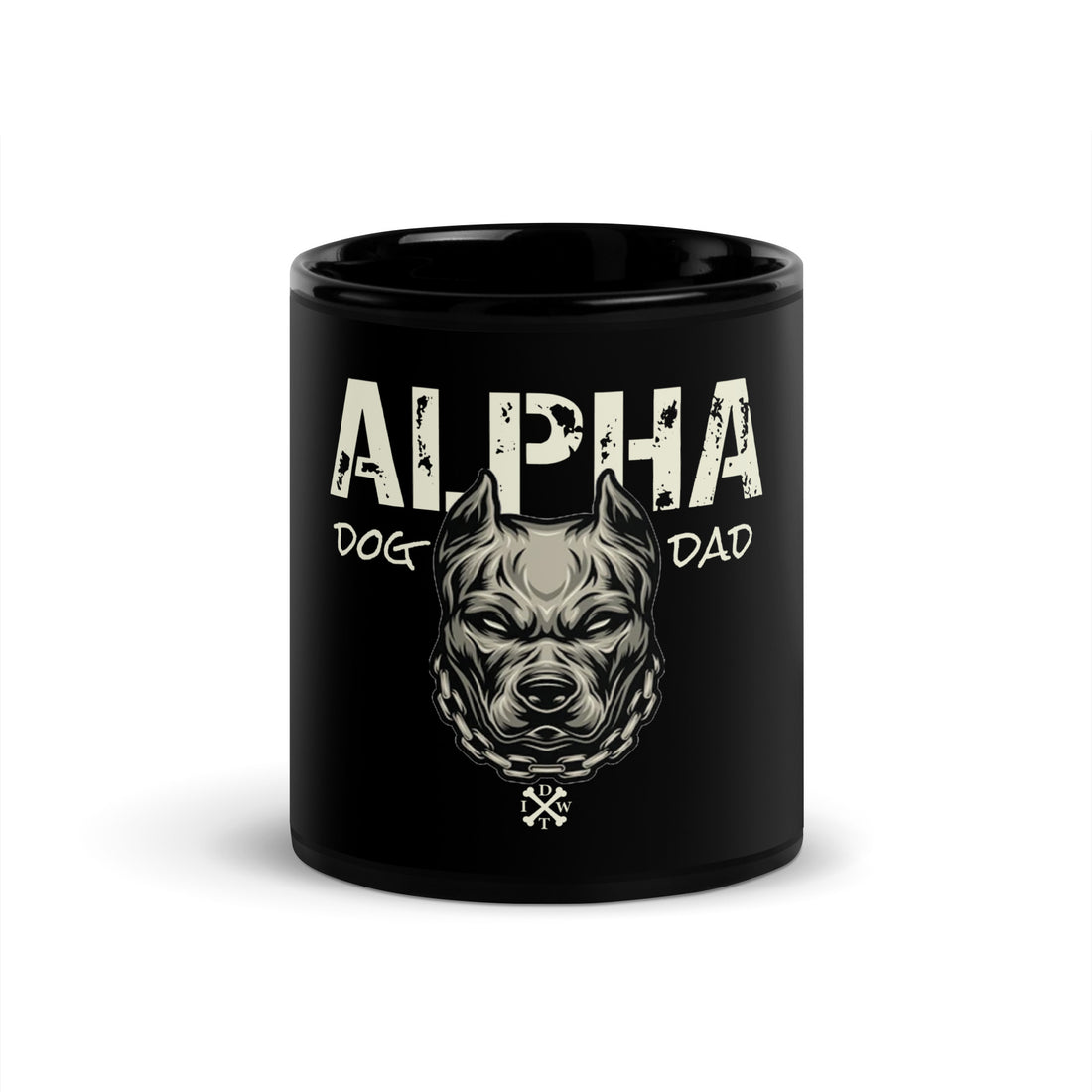 Alpha Dog Dad Mug - Black with Pit Bull Design - In Dogz We Trust - 15 oz Ceramic