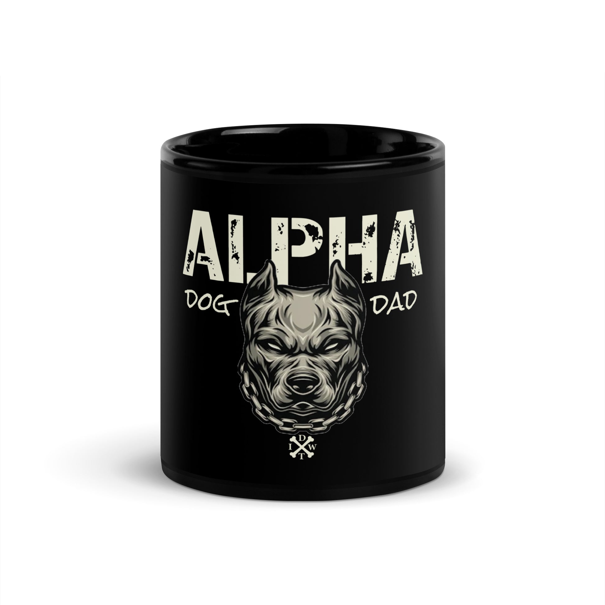 Alpha Dog Dad Mug - Black with Pit Bull Design - In Dogz We Trust - 11 oz Ceramic