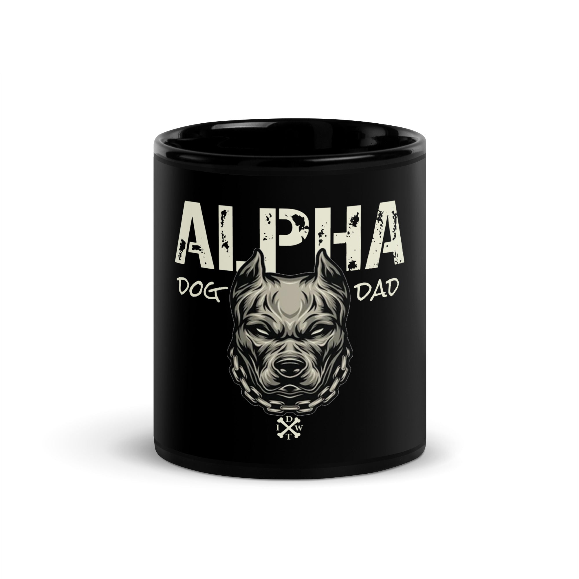 Alpha Dog Dad Mug - Black with Pit Bull Design - In Dogz We Trust - 11 oz Ceramic