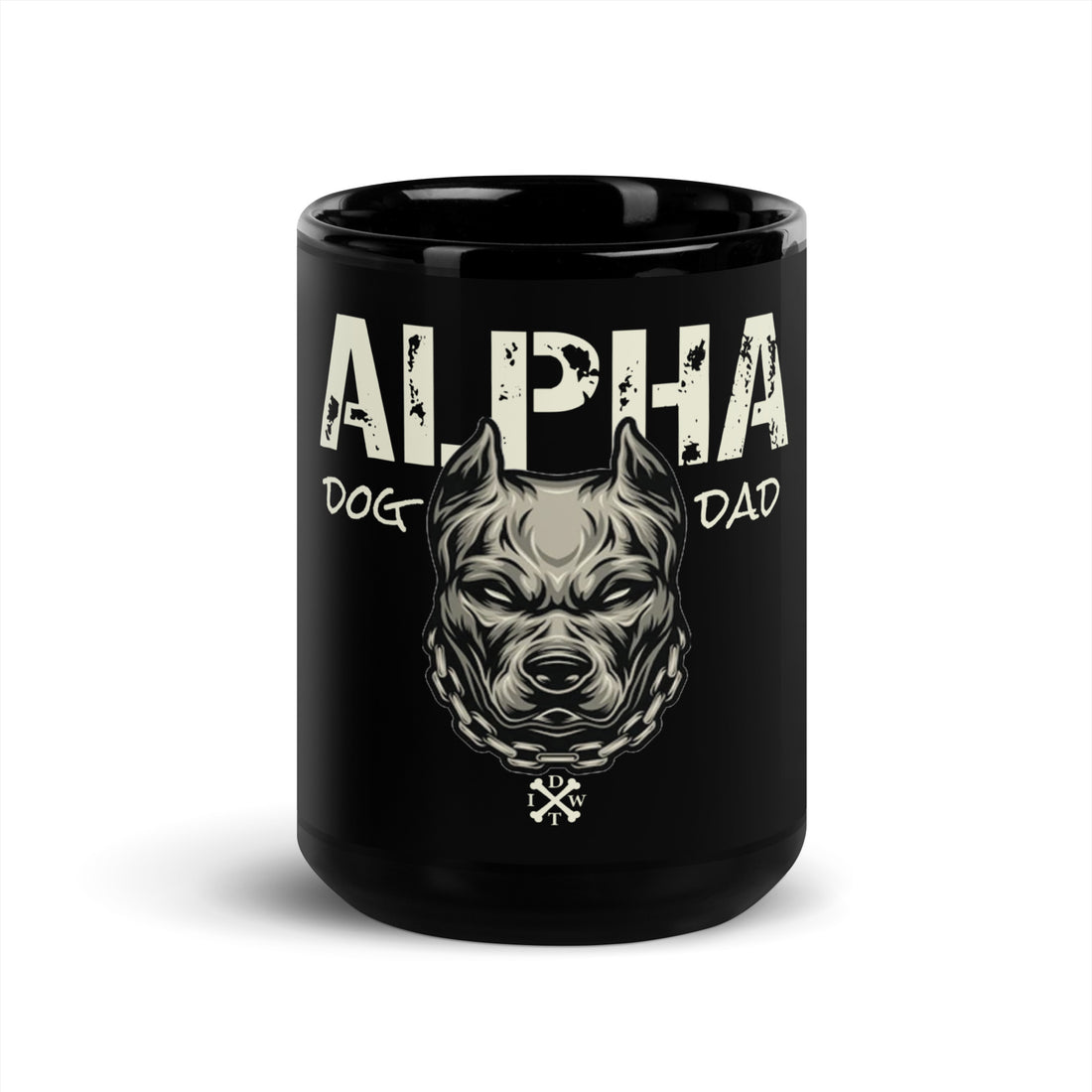 Alpha Dog Dad Mug - Black with Pit Bull Design - In Dogz We Trust - 15 oz Ceramic