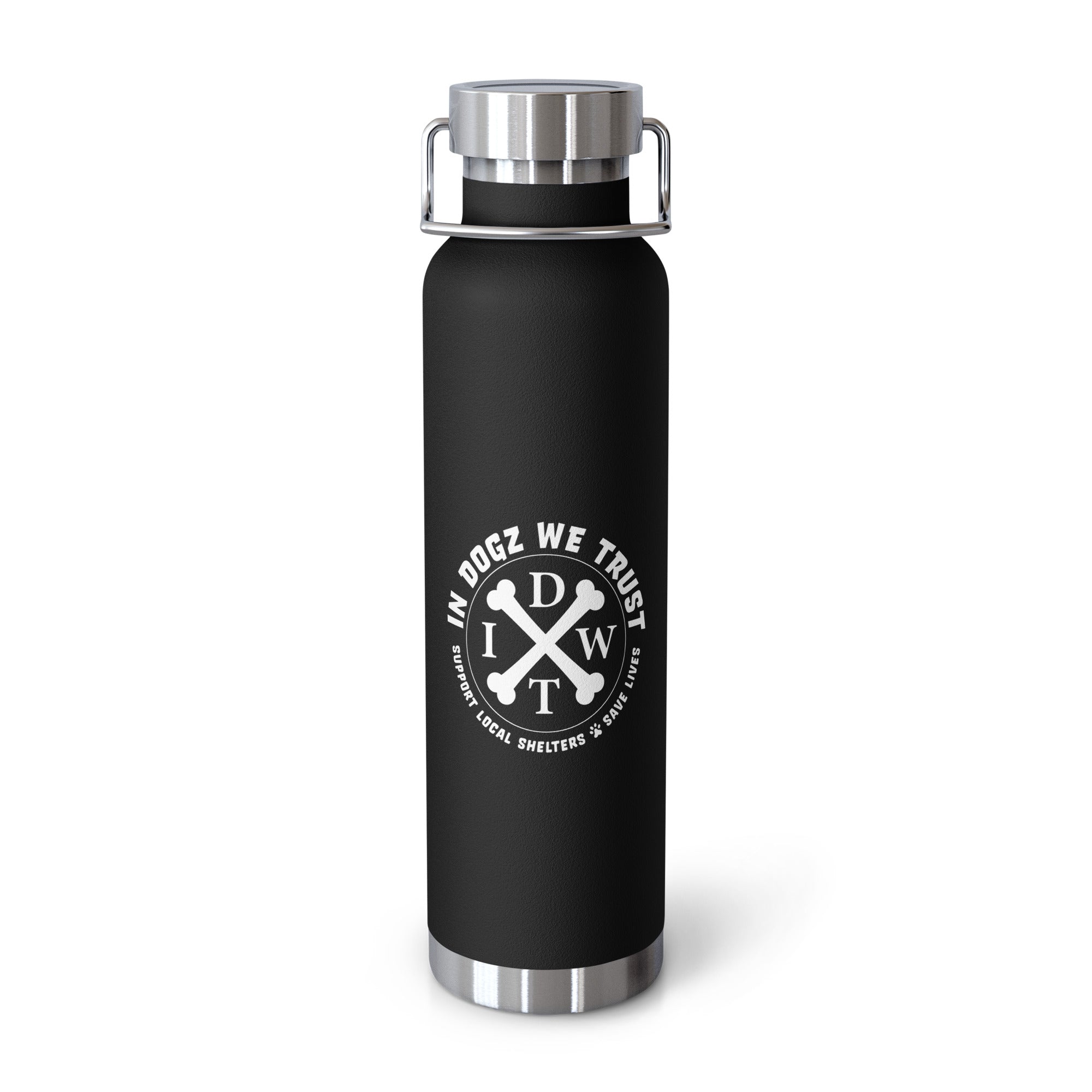 IDWT Copper Insulated 22oz Water Bottle - Black - In Dogz We Trust