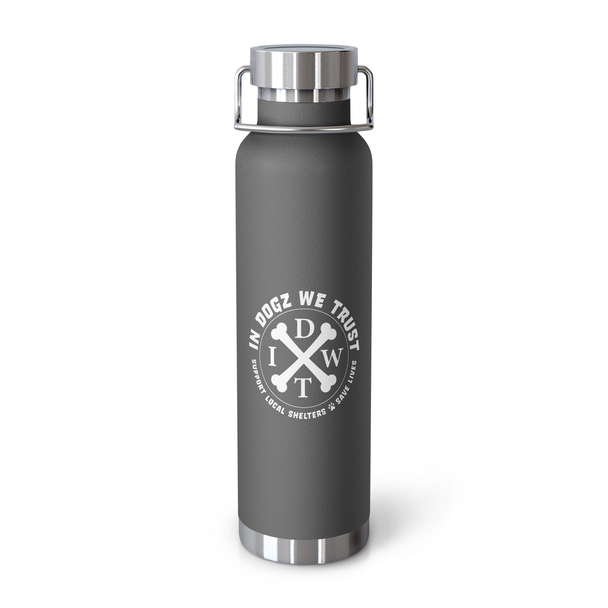 IDWT Copper Insulated 22oz Water Bottle - Grey - In Dogz We Trust