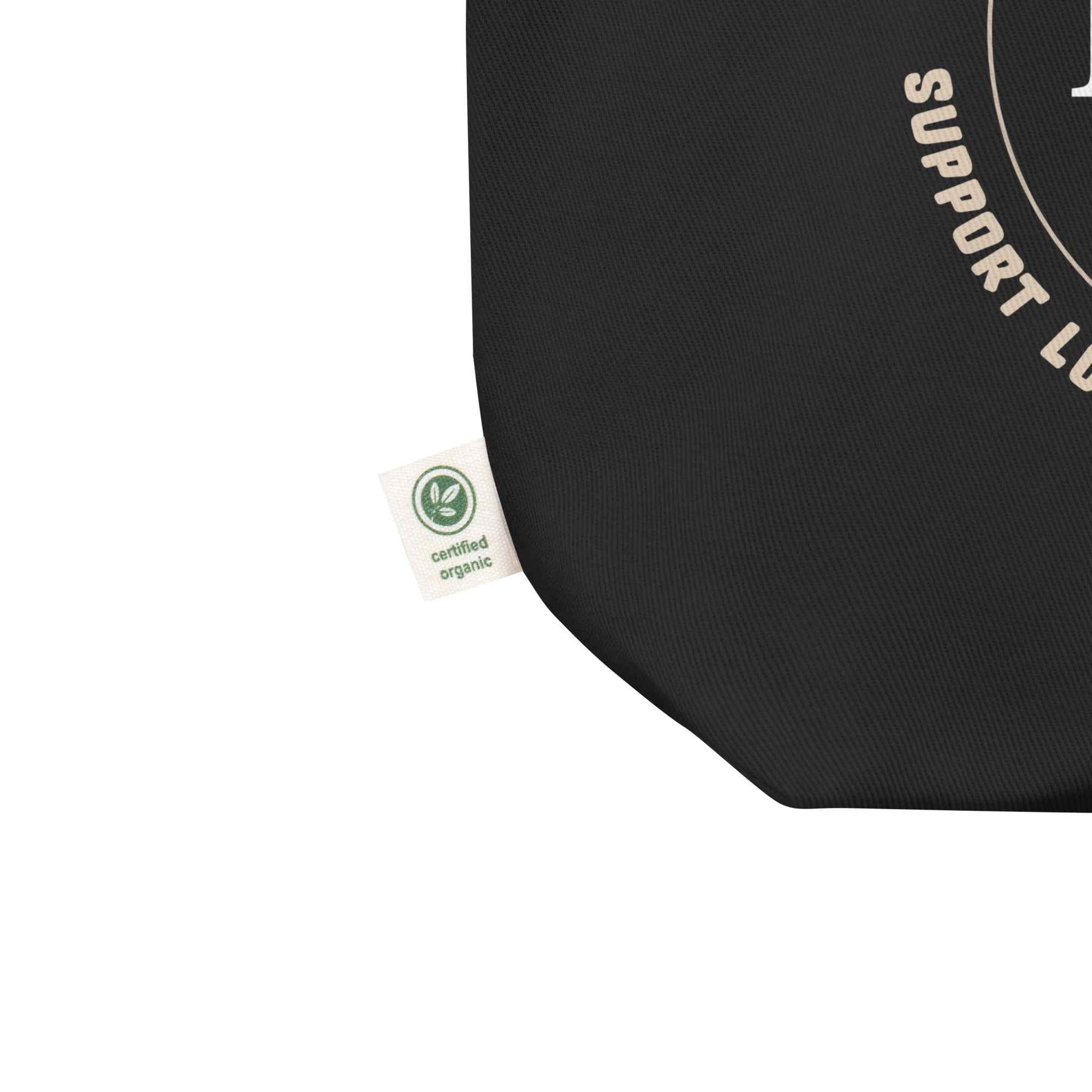 Doggy Bag: Eco Tote - In Dogz We Trust Logo on Black Canvas Tote - Quality Close Up