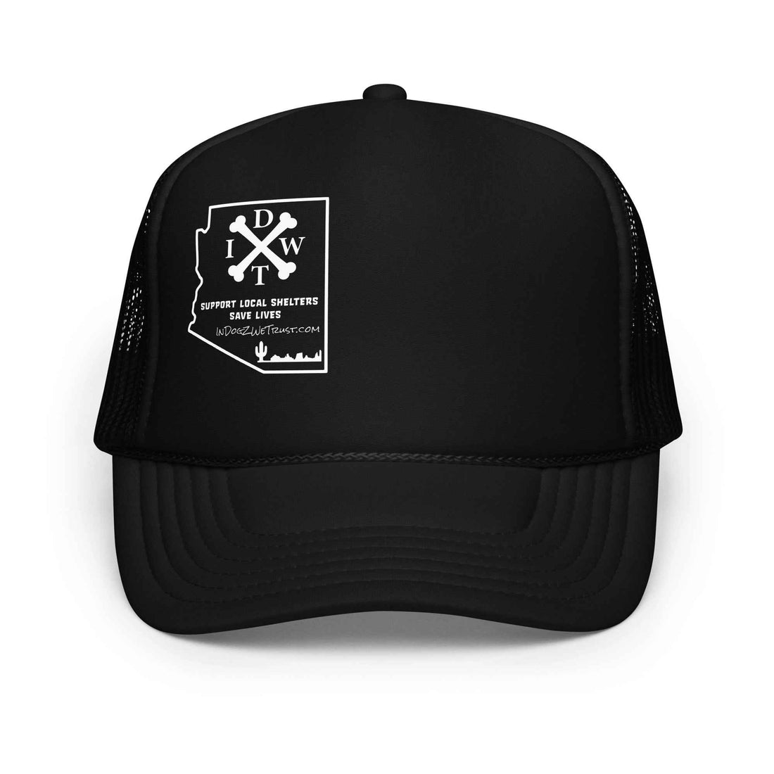AZ Support Local Shelters Trucker Hat: Arizona Trucker Hat - In Dogz We Trust - Black