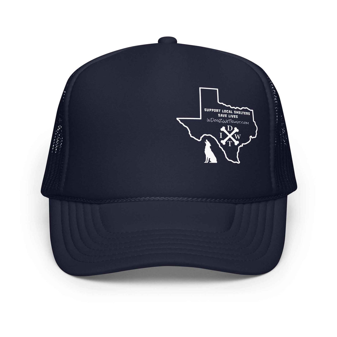 TX Support Local Dog Shelters: Texas Trucker Hat - In Dogz We Trust - Black