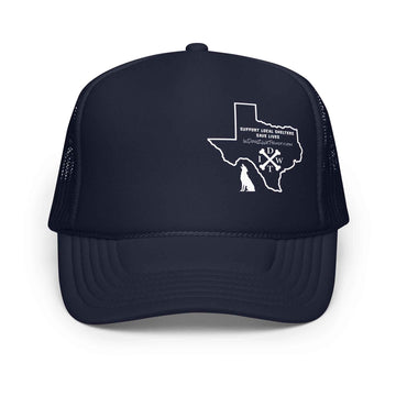 TX Support Local Dog Shelters: Texas Trucker Hat - In Dogz We Trust - Navy