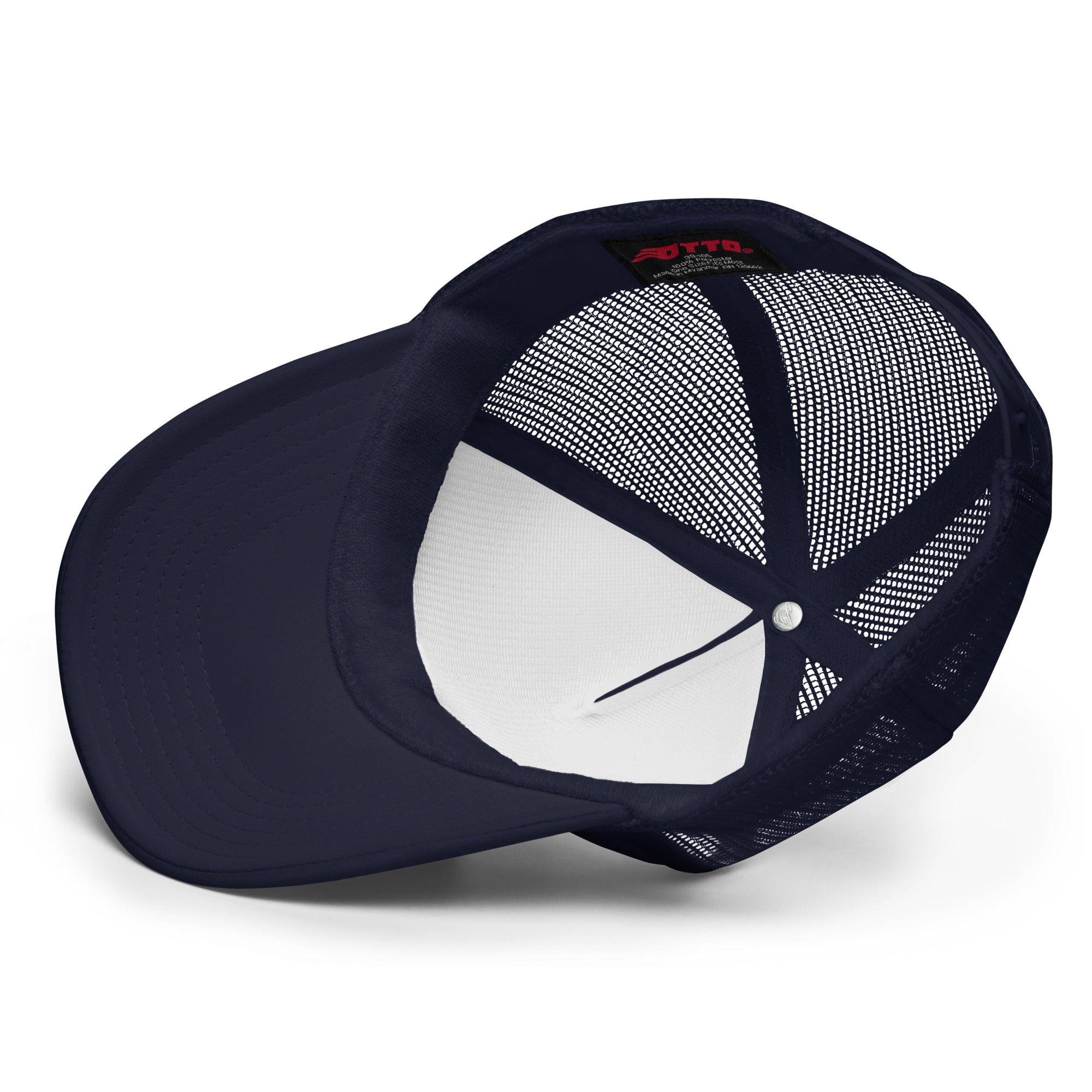 TX Support Local Dog Shelters: Texas Trucker Hat - In Dogz We Trust - Navy - Inside Detail