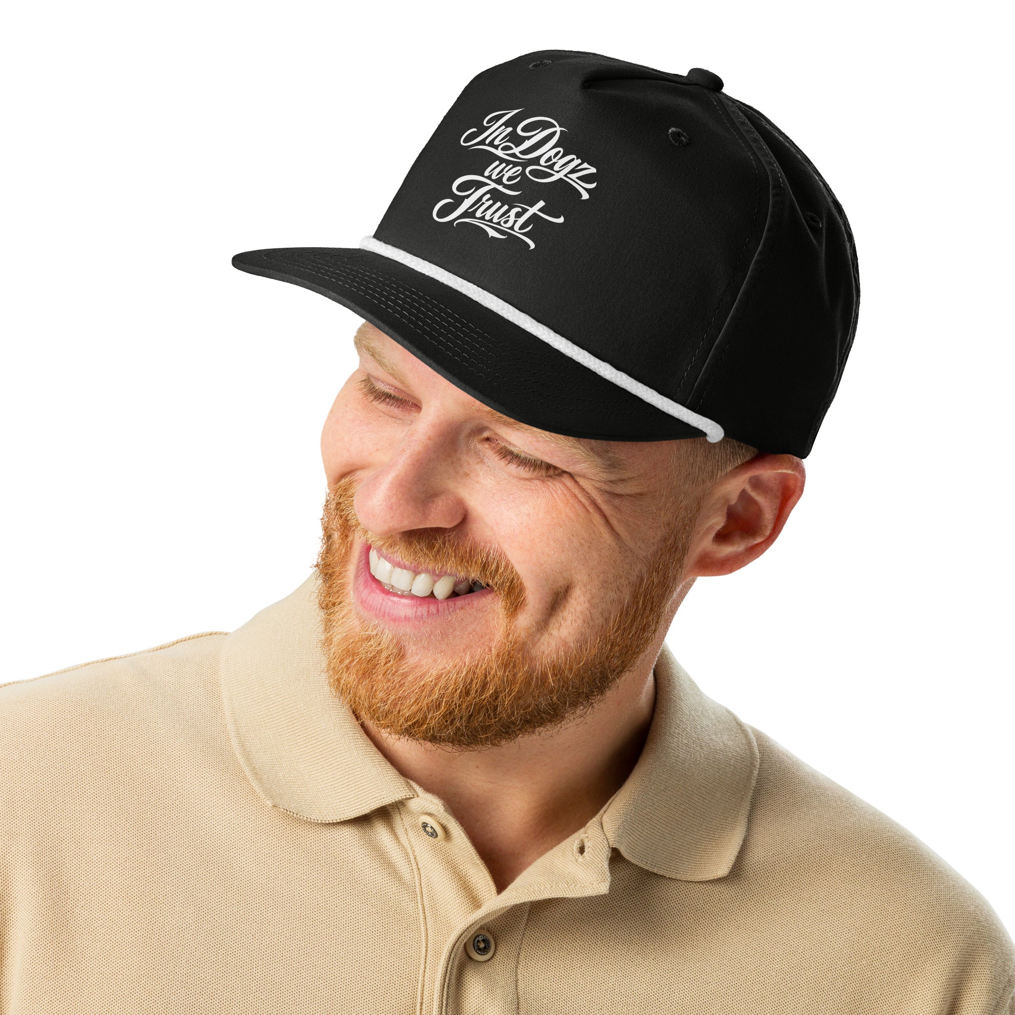 OG IDWT Rope Hat - Black/White - In Dogz We Trust - Male Model - Front View