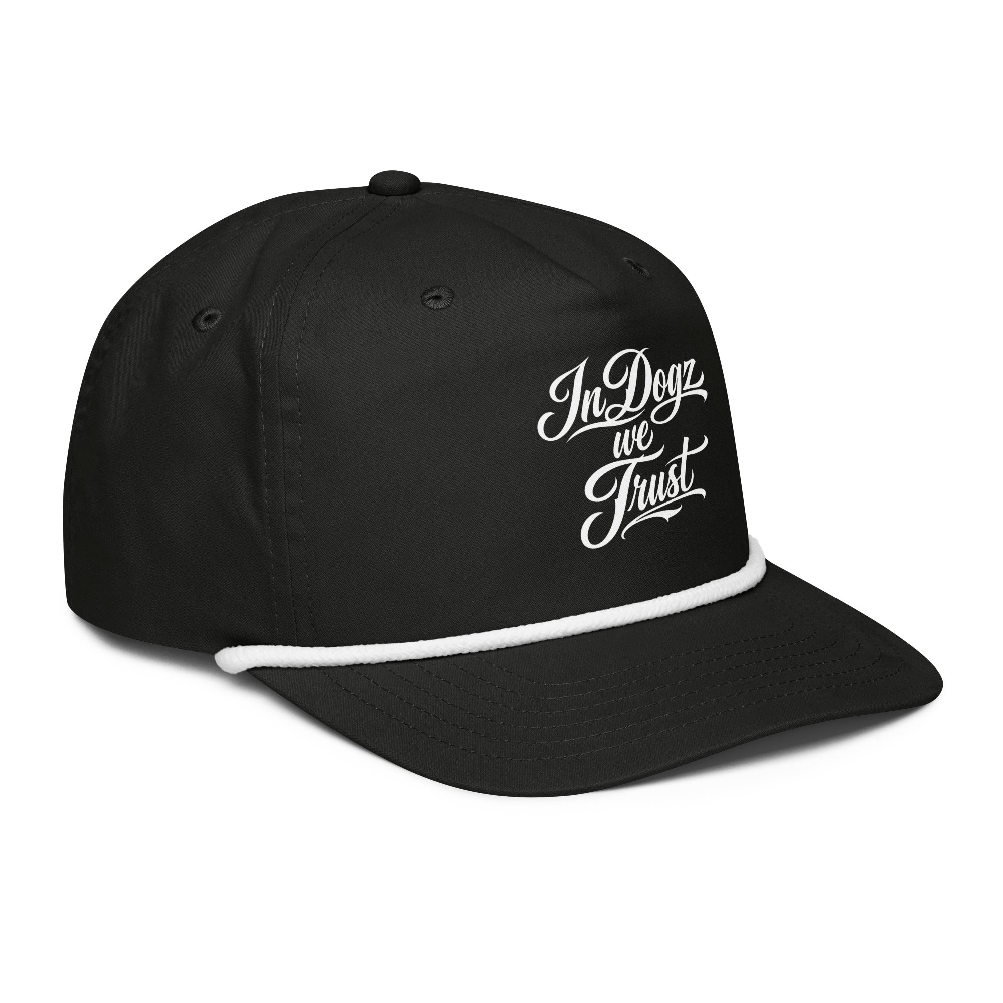 OG IDWT Rope Hat - Black/White - In Dogz We Trust - Side View