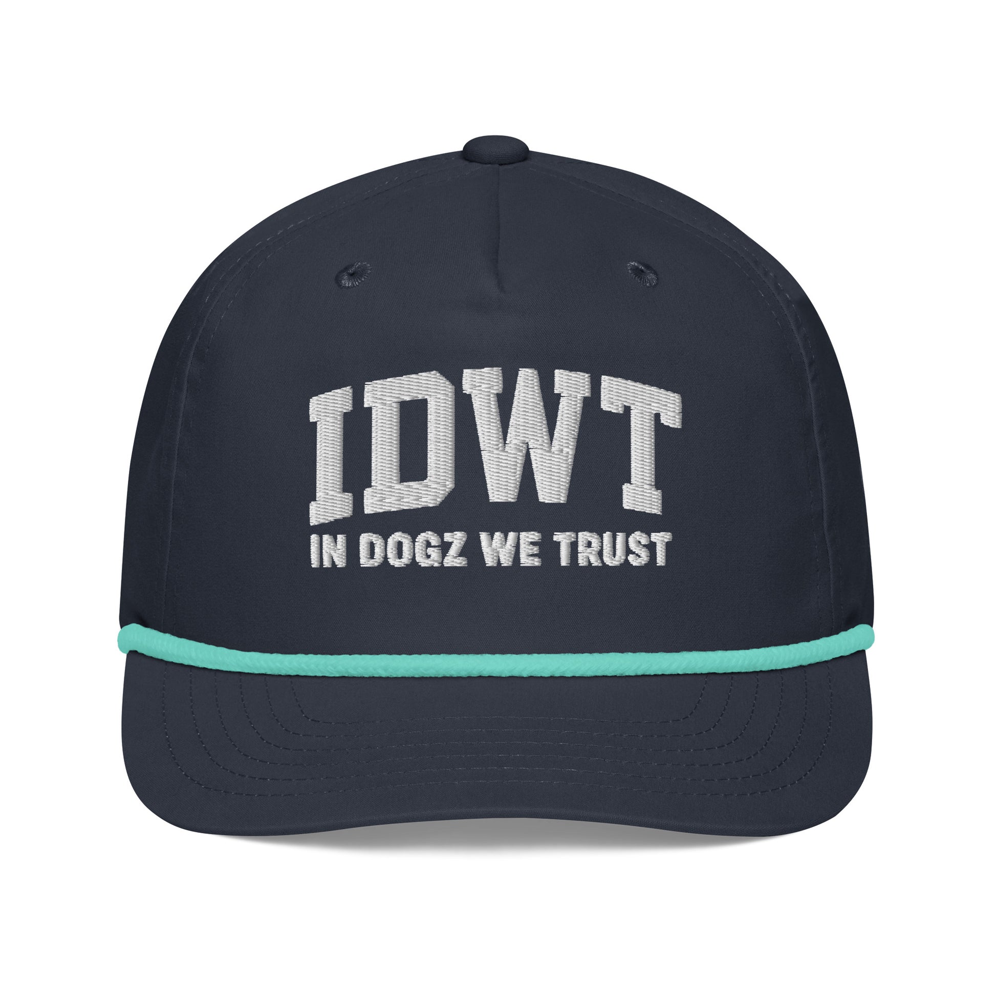 IDWT Embroidered Rope Hat - Navy / Teal - In Dogz We Trust - Front View