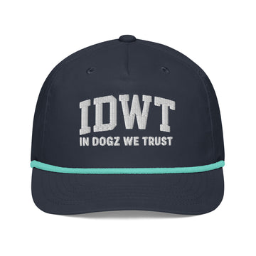 IDWT Embroidered Rope Hat - Navy / Teal - In Dogz We Trust - Front View