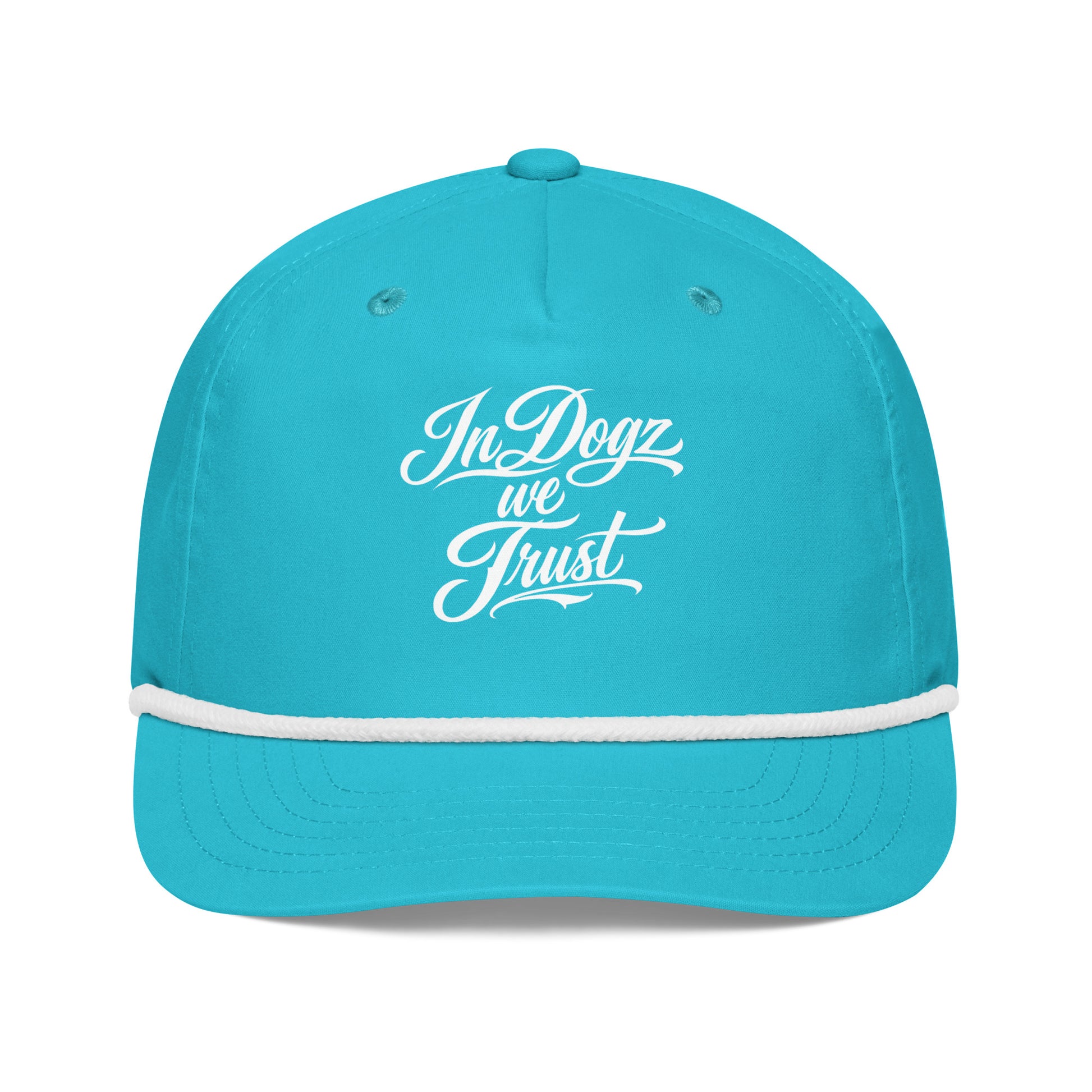 OG IDWT Rope Hat - Turquoise/White - In Dogz We Trust - Front View