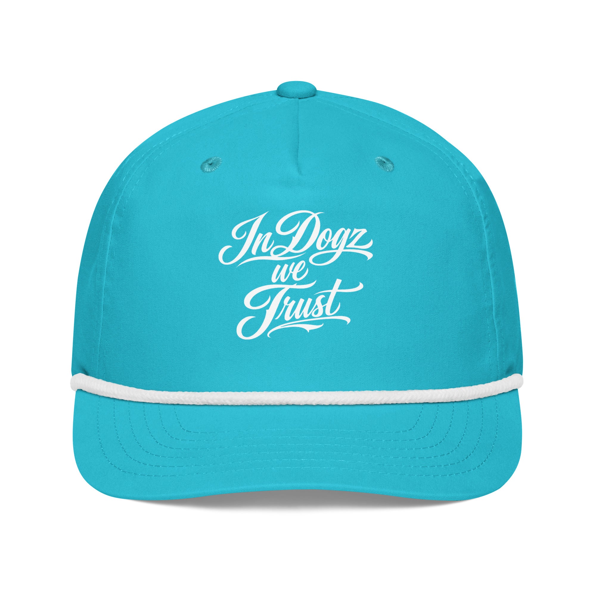 OG IDWT Rope Hat - Turquoise/White - In Dogz We Trust - Front View