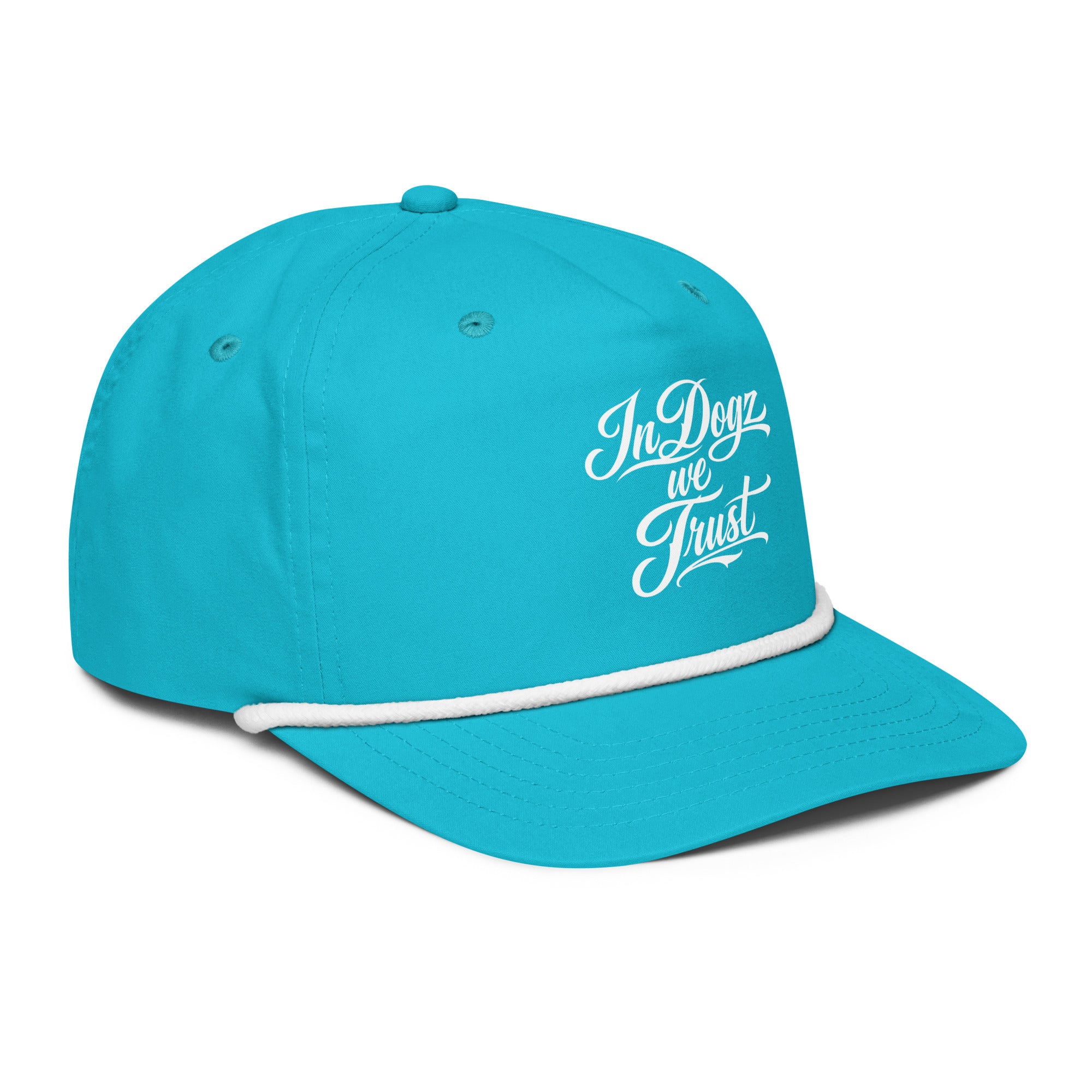 OG IDWT Rope Hat - Turquoise/White - In Dogz We Trust - Side View