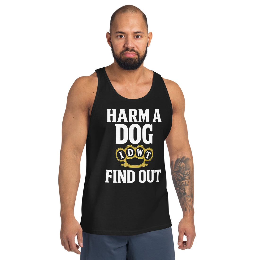 Harm a Dog & Find Out Tank Top - Navy Blue Razor Back - In Dogz We Trust