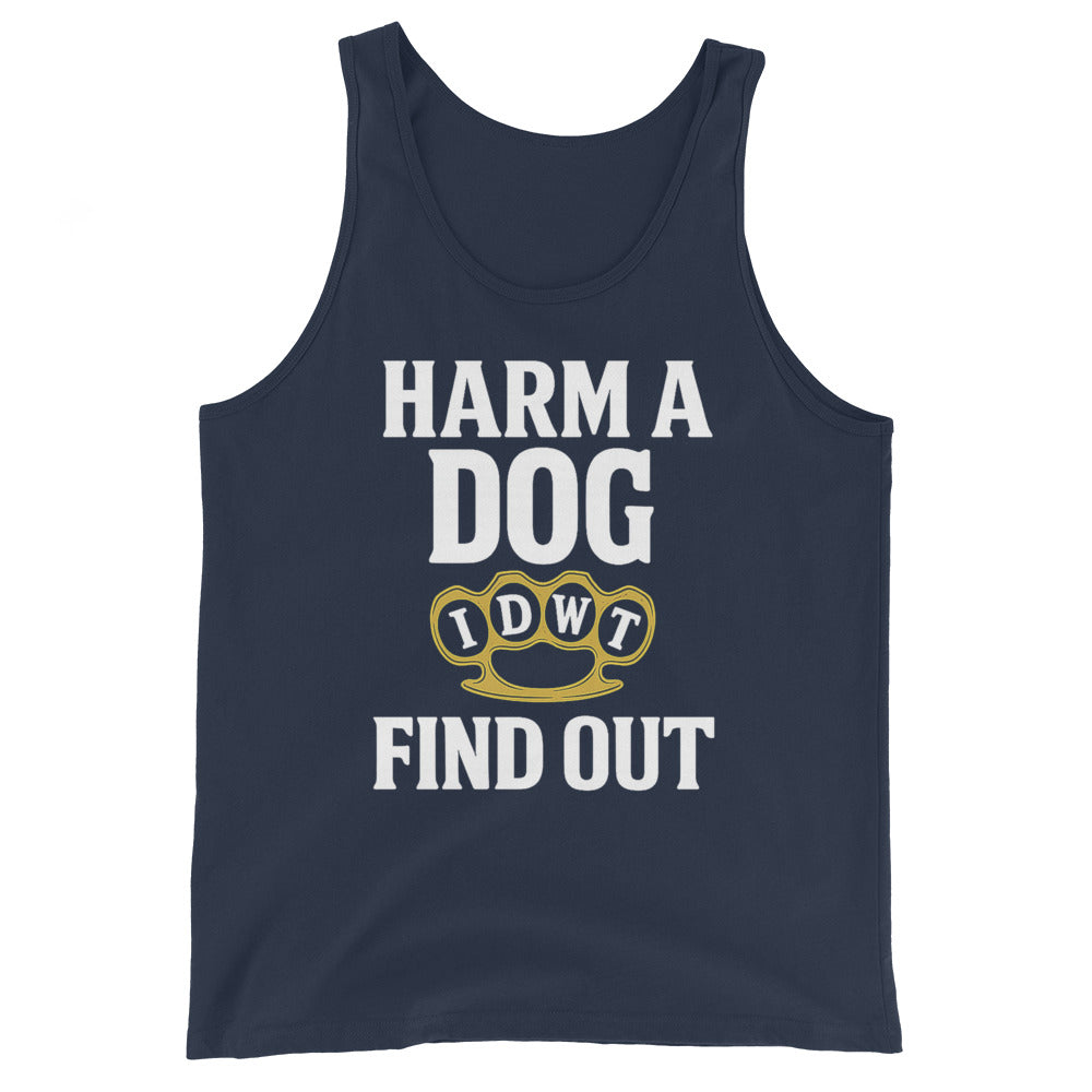Harm a Dog & Find Out Tank Top - Navy Blue Razor Back - In Dogz We Trust