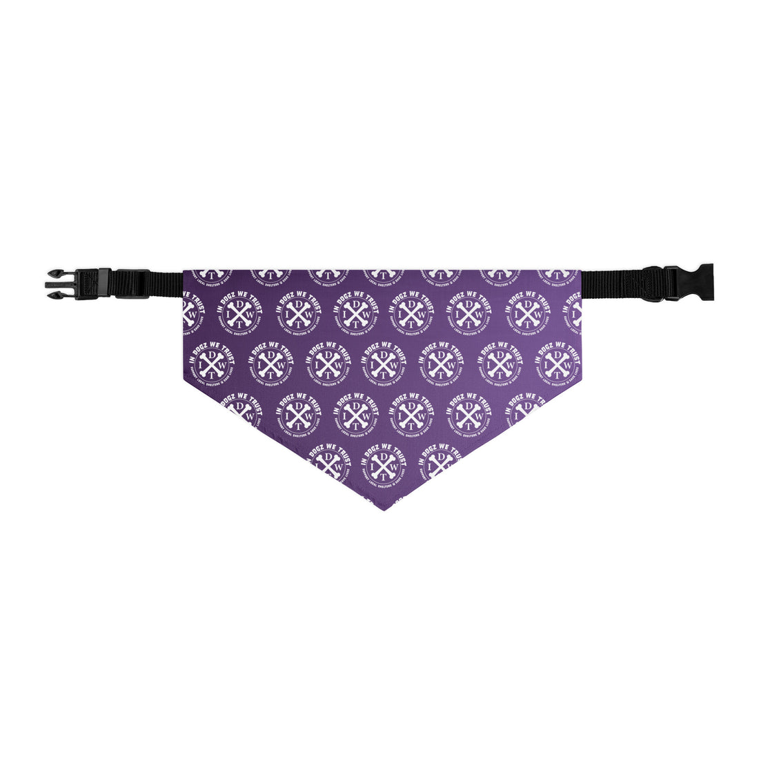 IDWT Crossbones Pattern Adjustable Pet Bandana Collar - Purple - Size: XL - In Dogz We Trust
