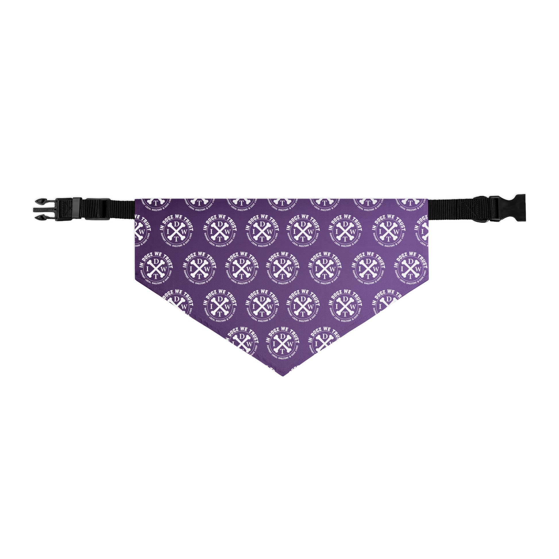 IDWT Crossbones Pattern Adjustable Pet Bandana Collar - Purple - Size: L - In Dogz We Trust