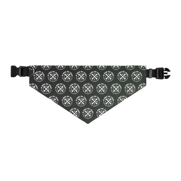 IDWT Crossbones Pattern Adjustable Pet Bandana Collar - Forest Green - Size: XL - In Dogz We Trust