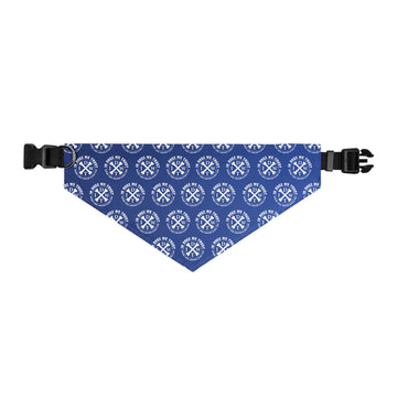 IDWT Crossbones Pattern Adjustable Pet Bandana Collar - Blue - Size: XL - In Dogz We Trust