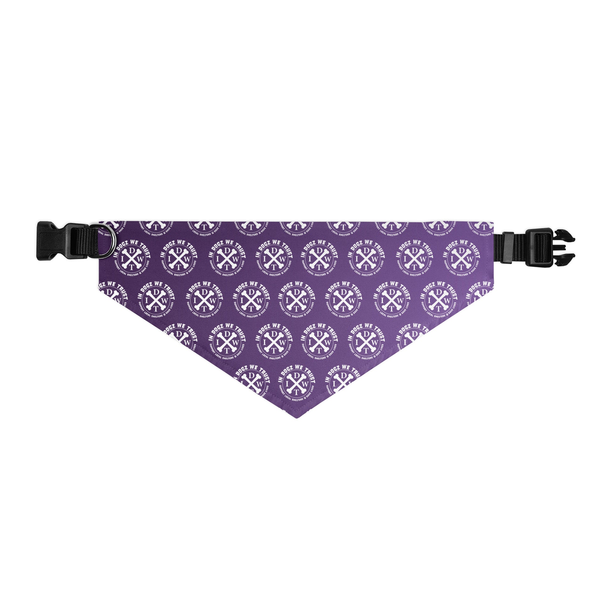 IDWT Crossbones Pattern Adjustable Pet Bandana Collar - Purple - Size: XL - In Dogz We Trust