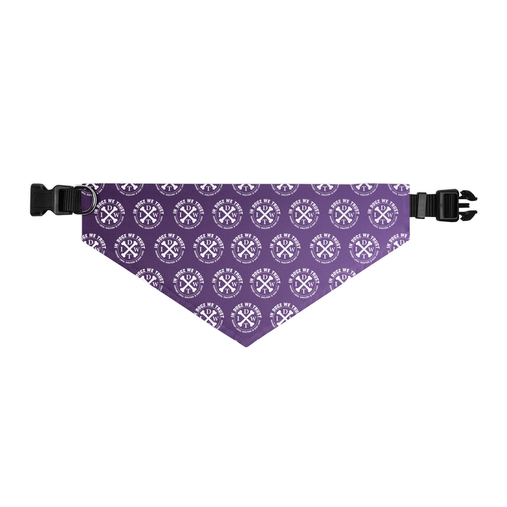 IDWT Crossbones Pattern Adjustable Pet Bandana Collar - Purple - Size: XL - In Dogz We Trust