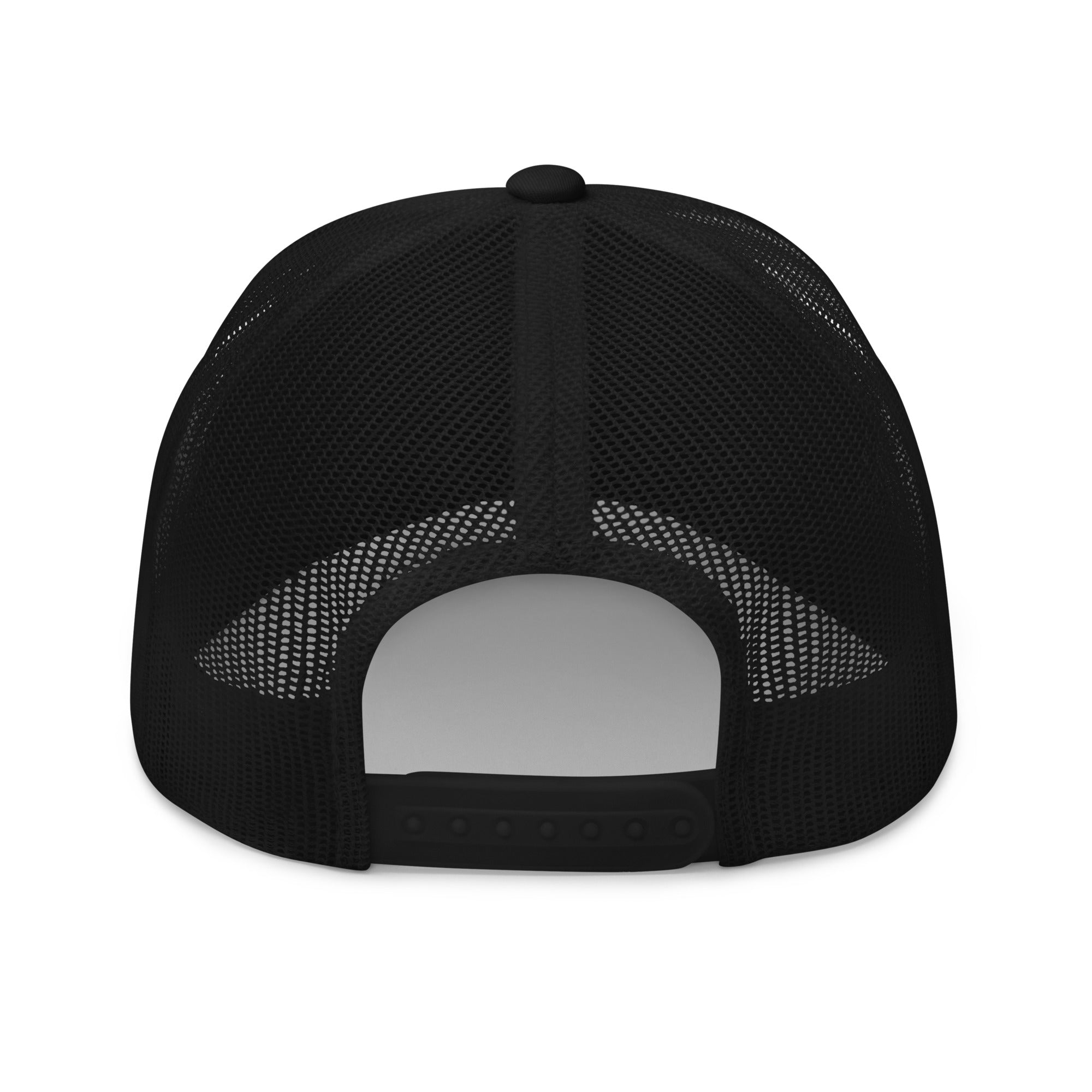 For the LOVE of Dogz - Embroidered Trucker Hat - Black with White Design - In Dogz We Trust - Back View