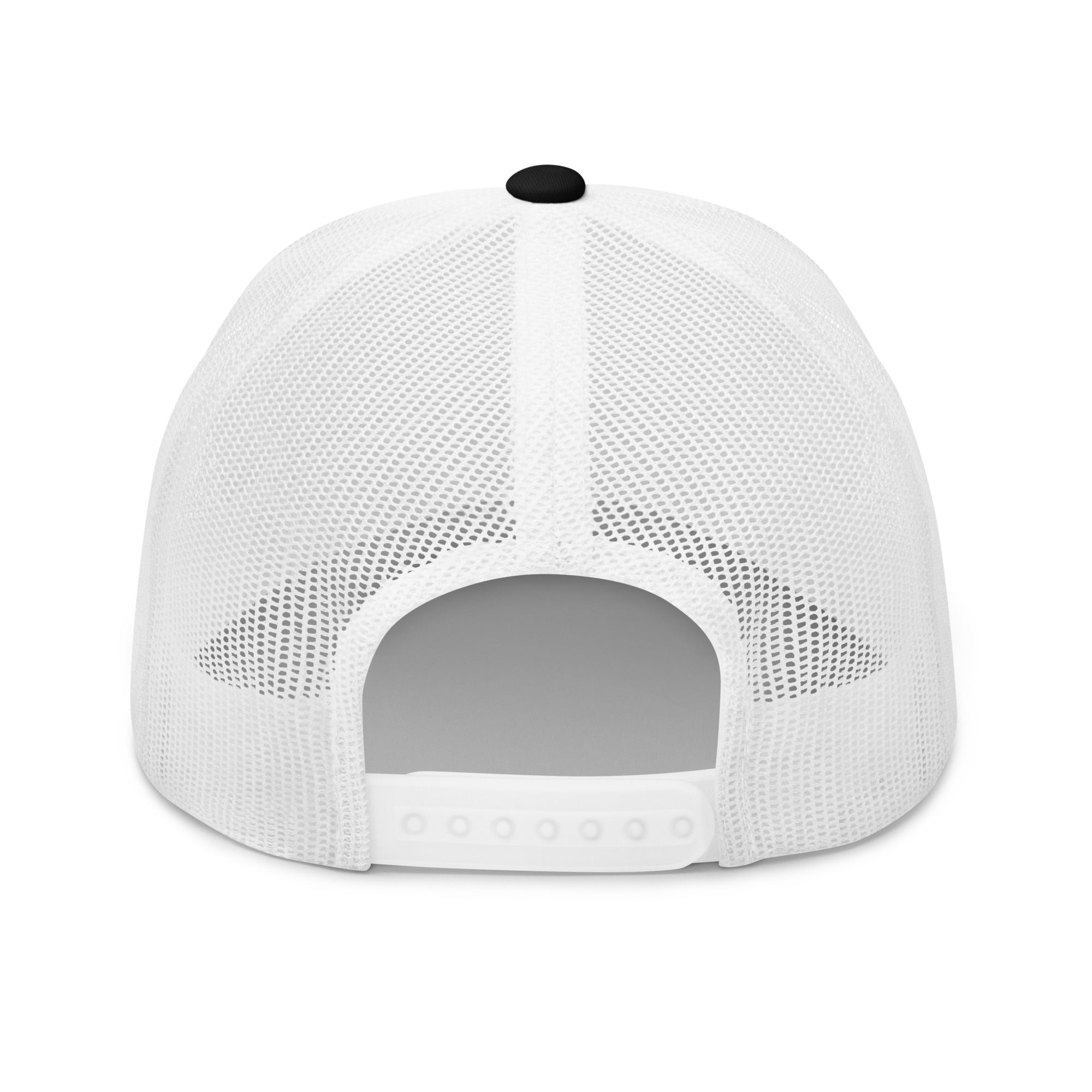 For the LOVE of Dogz - Embroidered Trucker Hat - Black/White with White Design - In Dogz We Trust - Back View