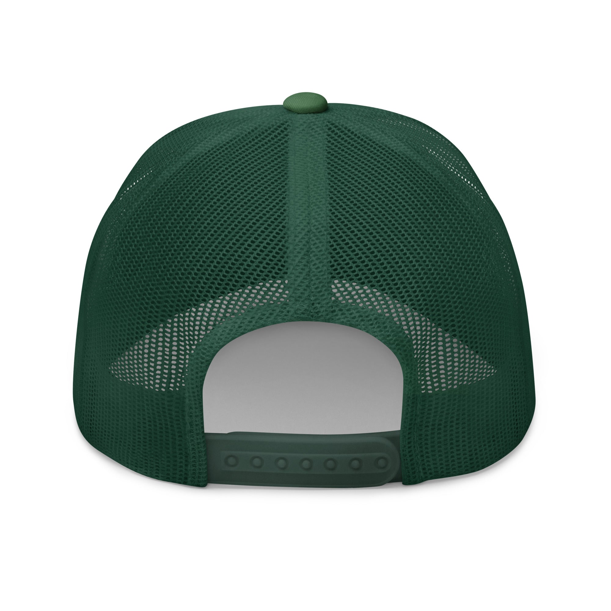 For the LOVE of Dogz - Embroidered Trucker Hat - Evergreen with White Design - In Dogz We Trust - Back View