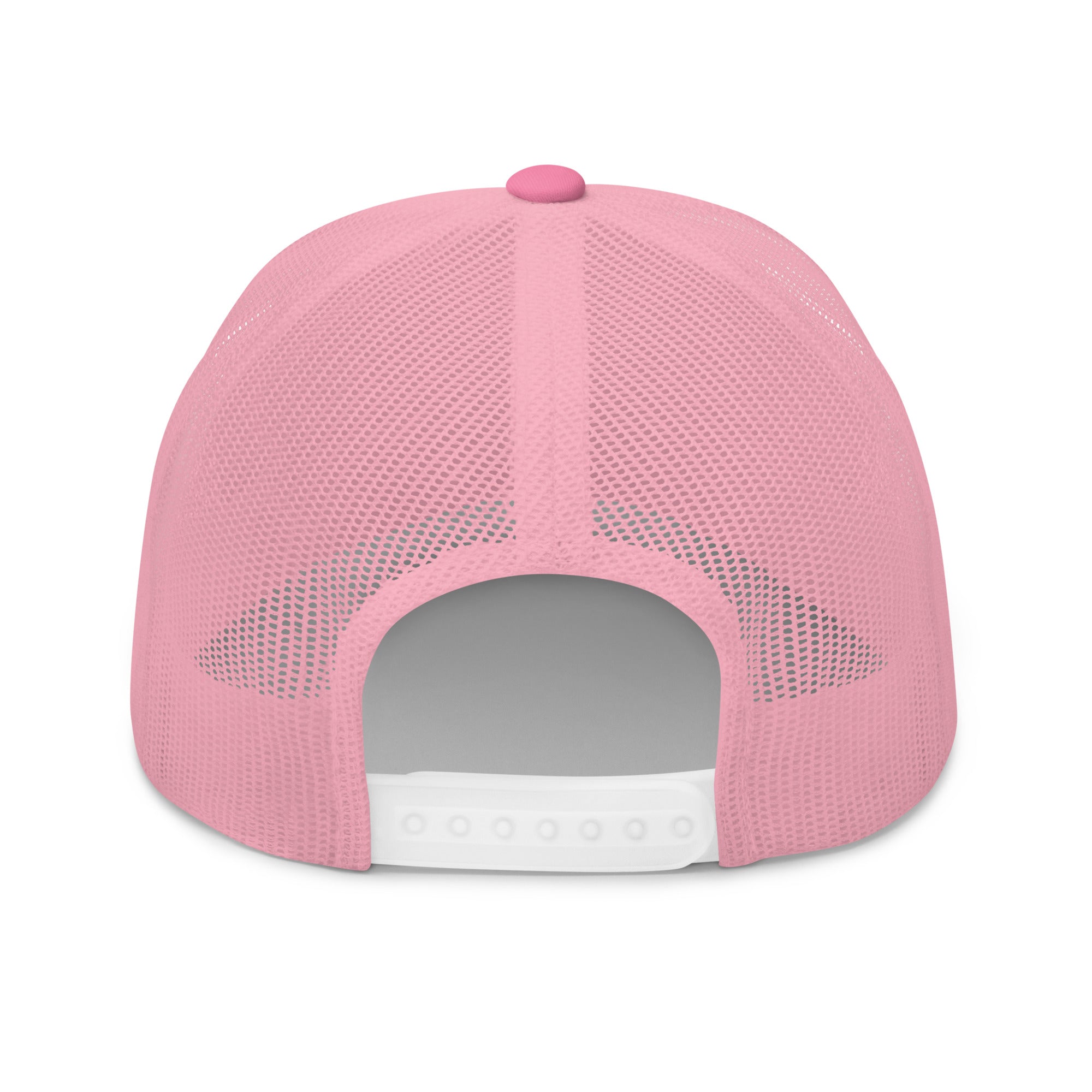 For the LOVE of Dogz - Embroidered Trucker Hat - Pink with White Design - In Dogz We Trust - Back View
