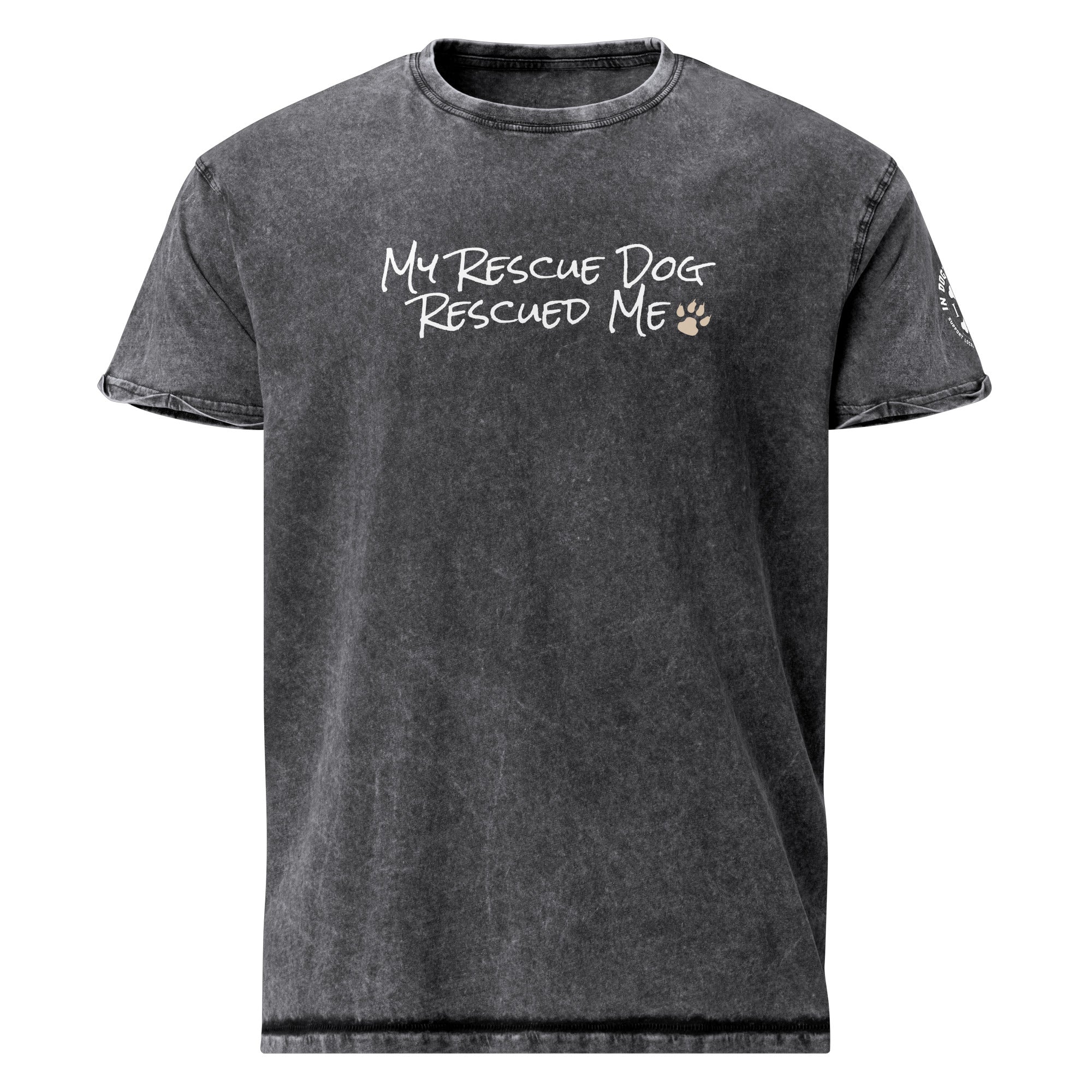 My Rescue Dog Rescued Me - Black Textured Unisex T-Shirt - In Dogz We Trust - Front View