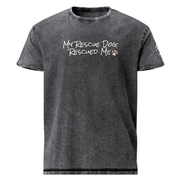My Rescue Dog Rescued Me - Black Textured Unisex T-Shirt - In Dogz We Trust - Front View
