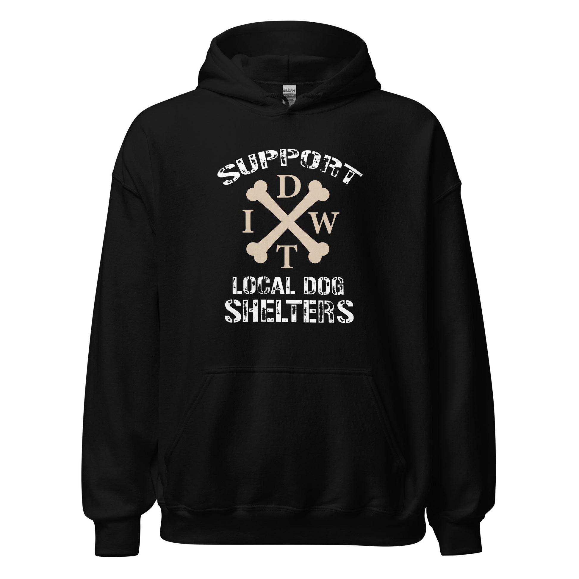 Life Is Better In A Pack - Black Unisex Hoodie - Support Local Dog Shelters - IDWT - Front View