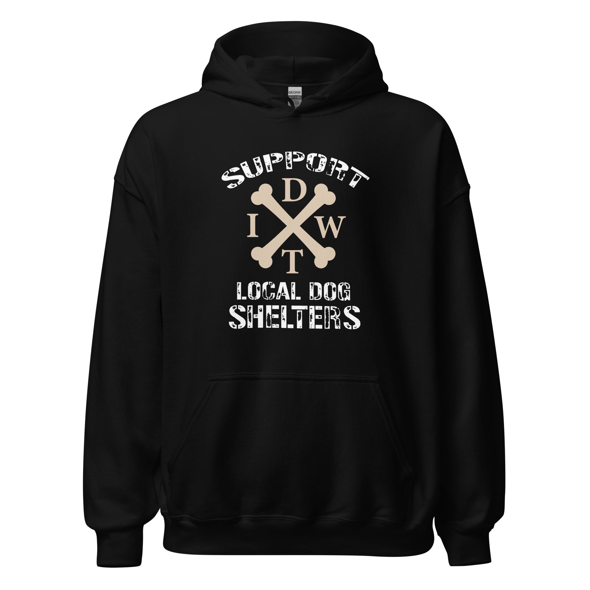 Life Is Better In A Pack - Black Unisex Hoodie - Support Local Dog Shelters - IDWT - Front View
