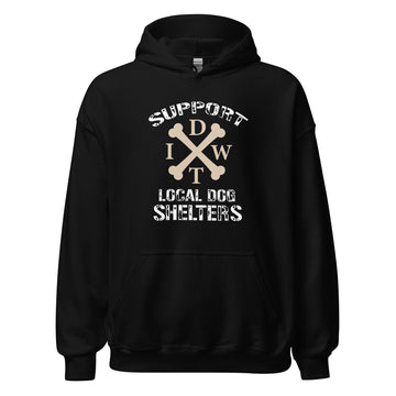 Life Is Better In A Pack - Black Unisex Hoodie - Support Local Dog Shelters - IDWT - Front View