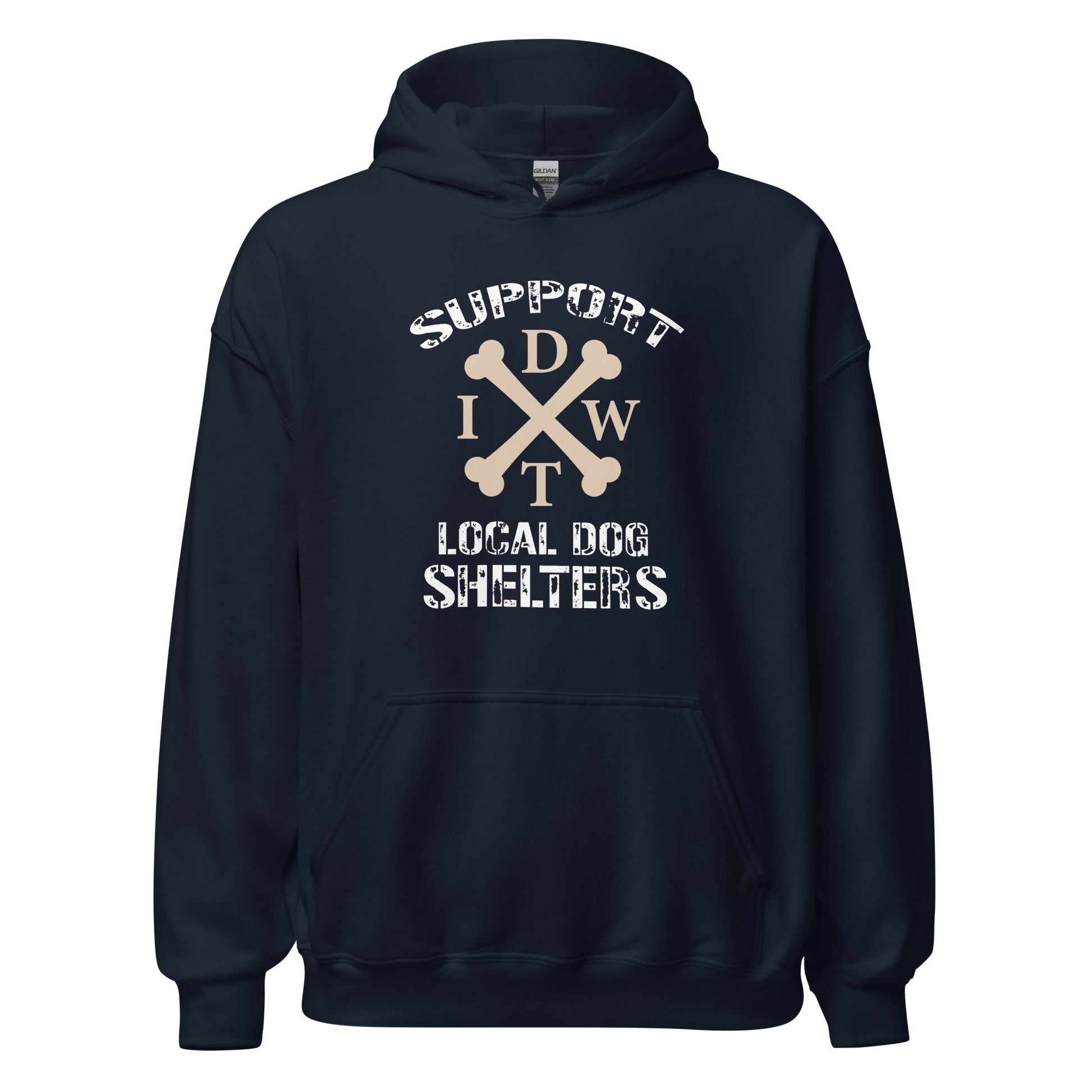 Life Is Better In A Pack - Navy Unisex Hoodie - Support Local Dog Shelters - IDWT - Front View
