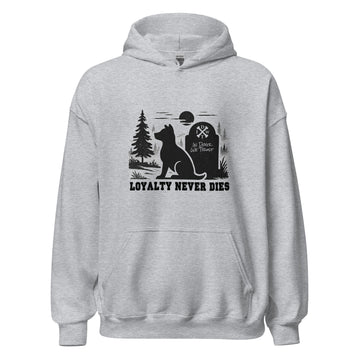 Loyalty Never Dies Hoodie - Sport Grey - Dog Howling at the Moon Design - In Dogz We Trust