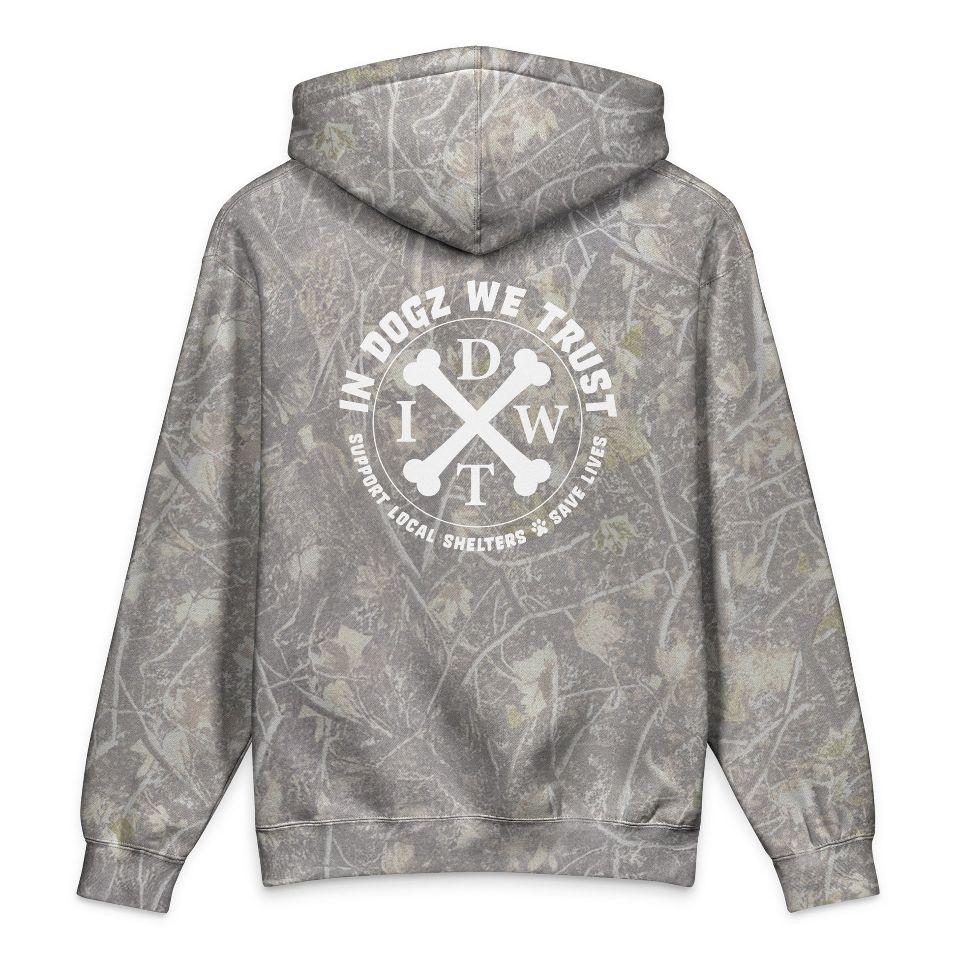 Camo Crossbones Hoodie - Deadwood Tree Camo - In Dogz We Trust - Back View