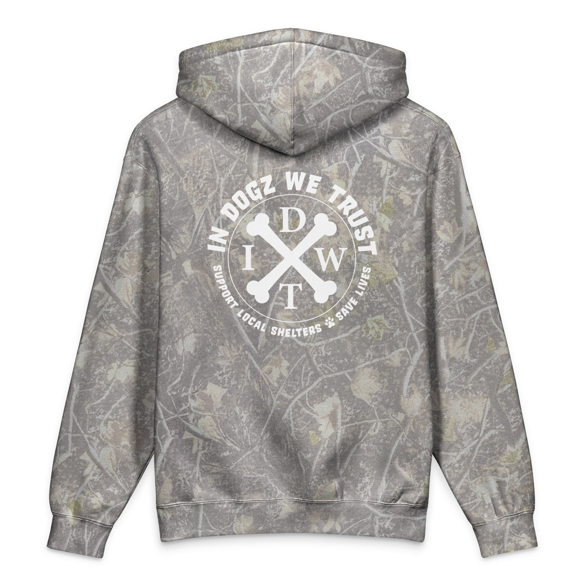 Camo Crossbones Hoodie - Deadwood Tree Camo - In Dogz We Trust - Back View