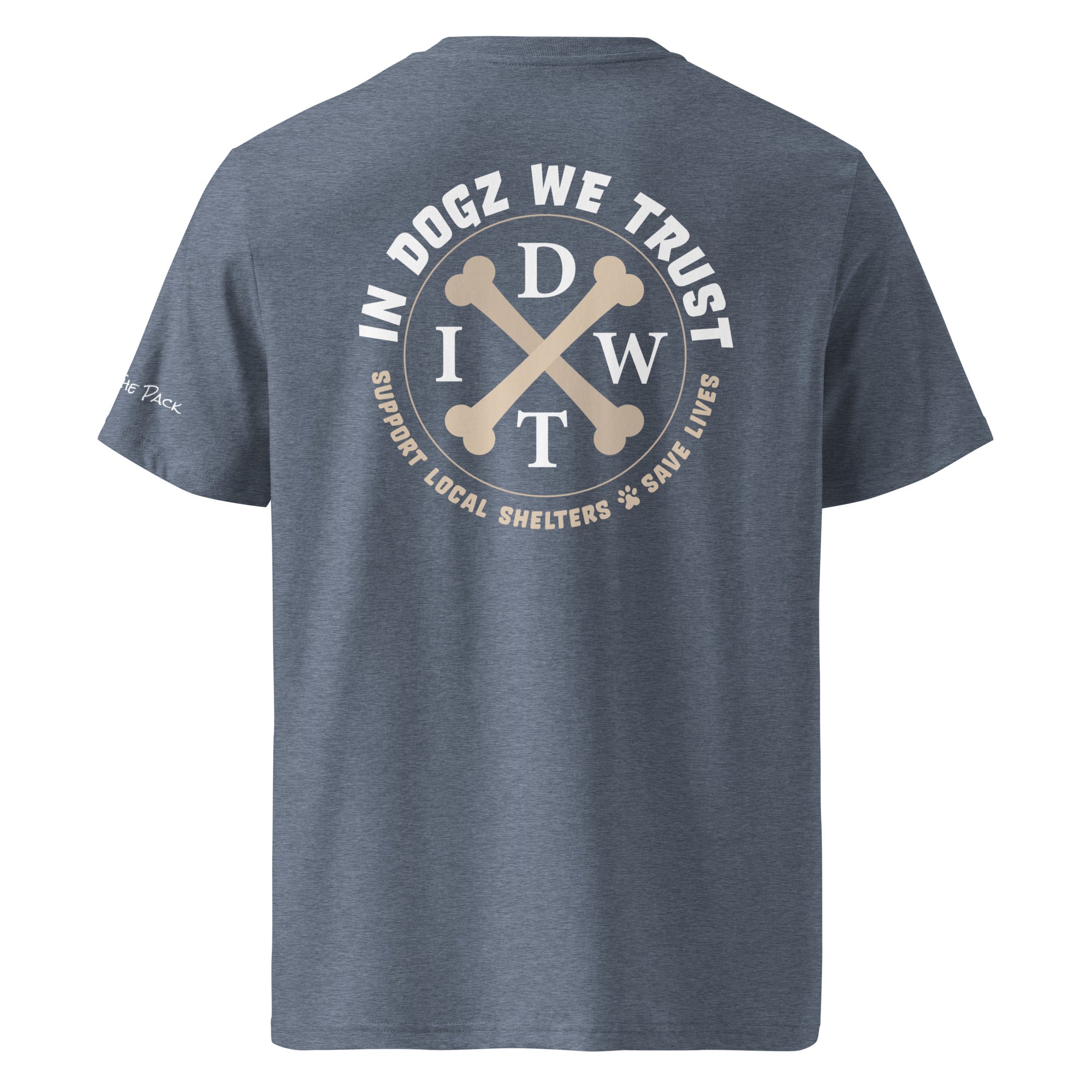 Alpha Proud Dog Mom - Women's Organic Cotton T-Shirt - Dark Heather Blue Color - In Dogz We trust - Back View