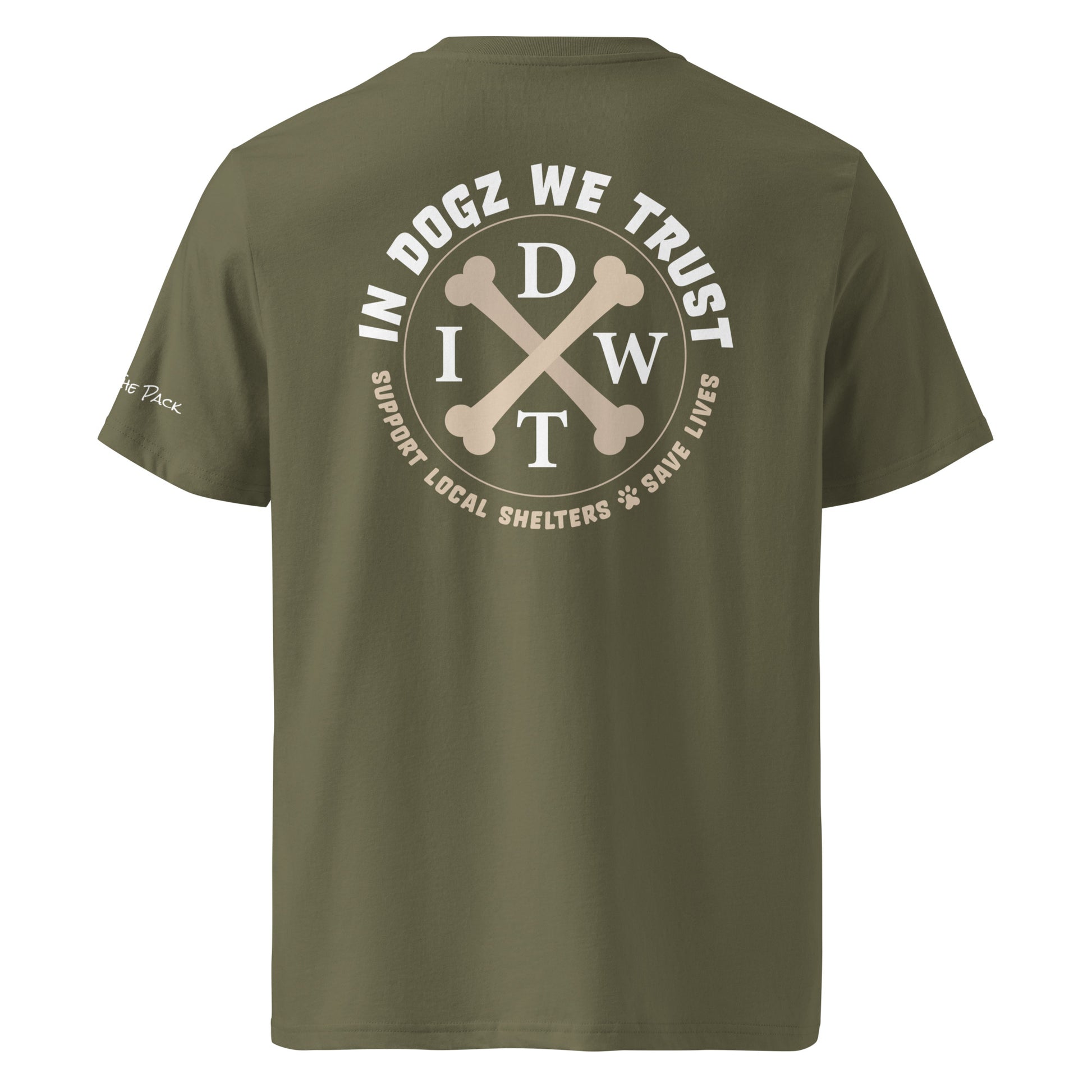 Alpha Proud Dog Mom - Women's Organic Cotton T-Shirt - Khaki / Green Color - In Dogz We trust - Back View
