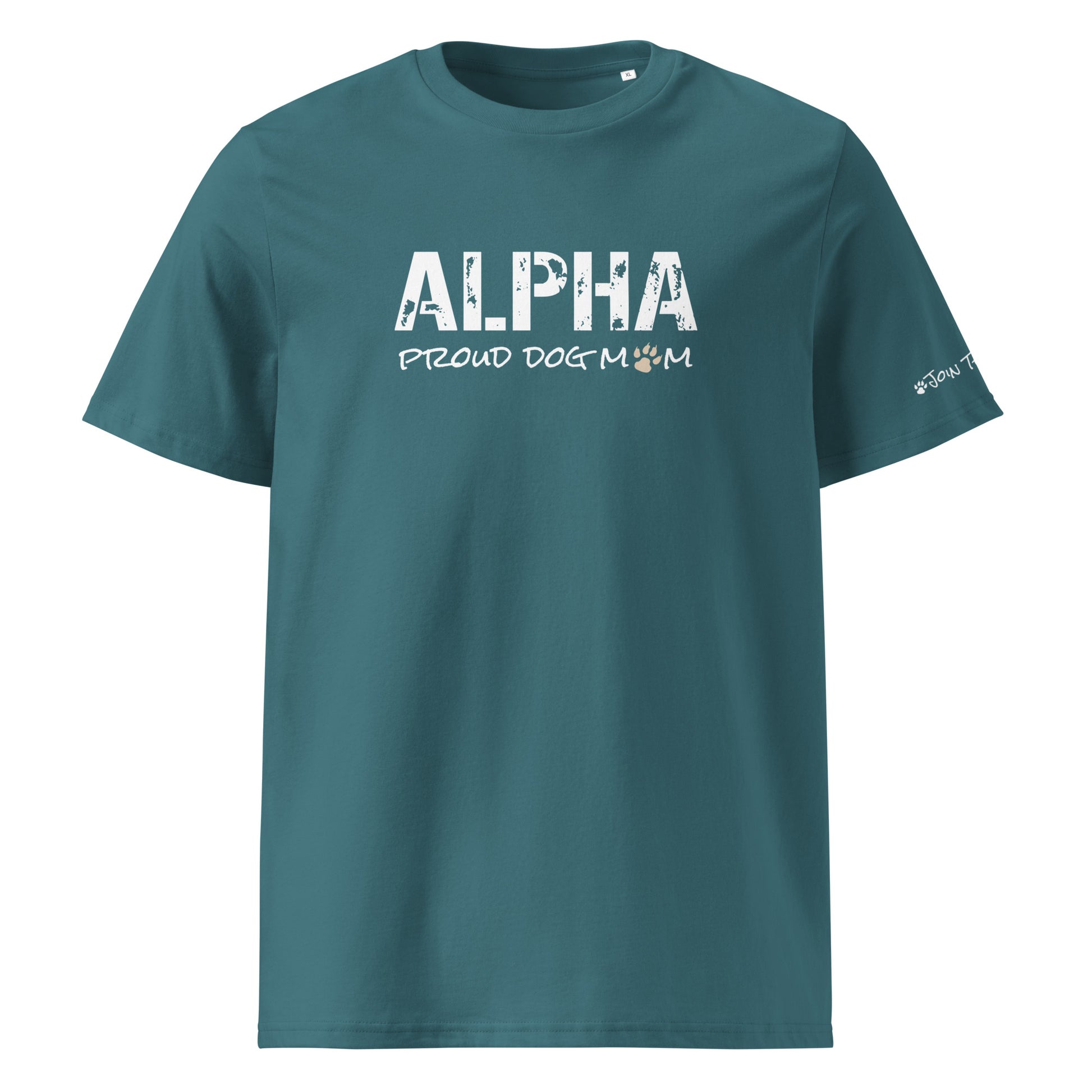 Alpha Proud Dog Mom - Women's Organic Cotton T-Shirt - Stargazer / Teal Color - In Dogz We trust - Front View