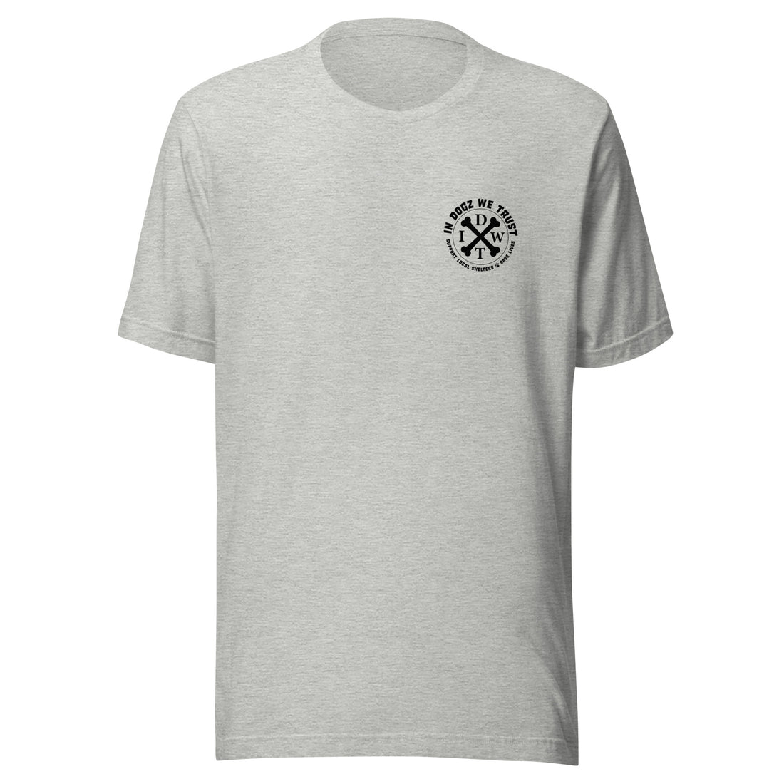 Loyalty Never Dies Tee - Unisex - Heather Athletic Grey with Black Dog Design - In Dogz We Trust - Back View
