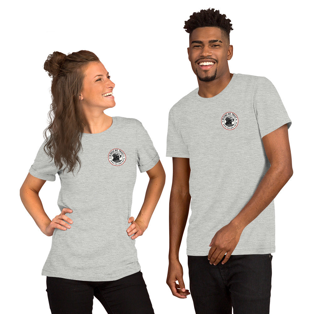 The Duke - Labrador Rescue Unisex T-Shirt - Athletic Heather Grey Color - In Dogz We Trust - Male & Female Models