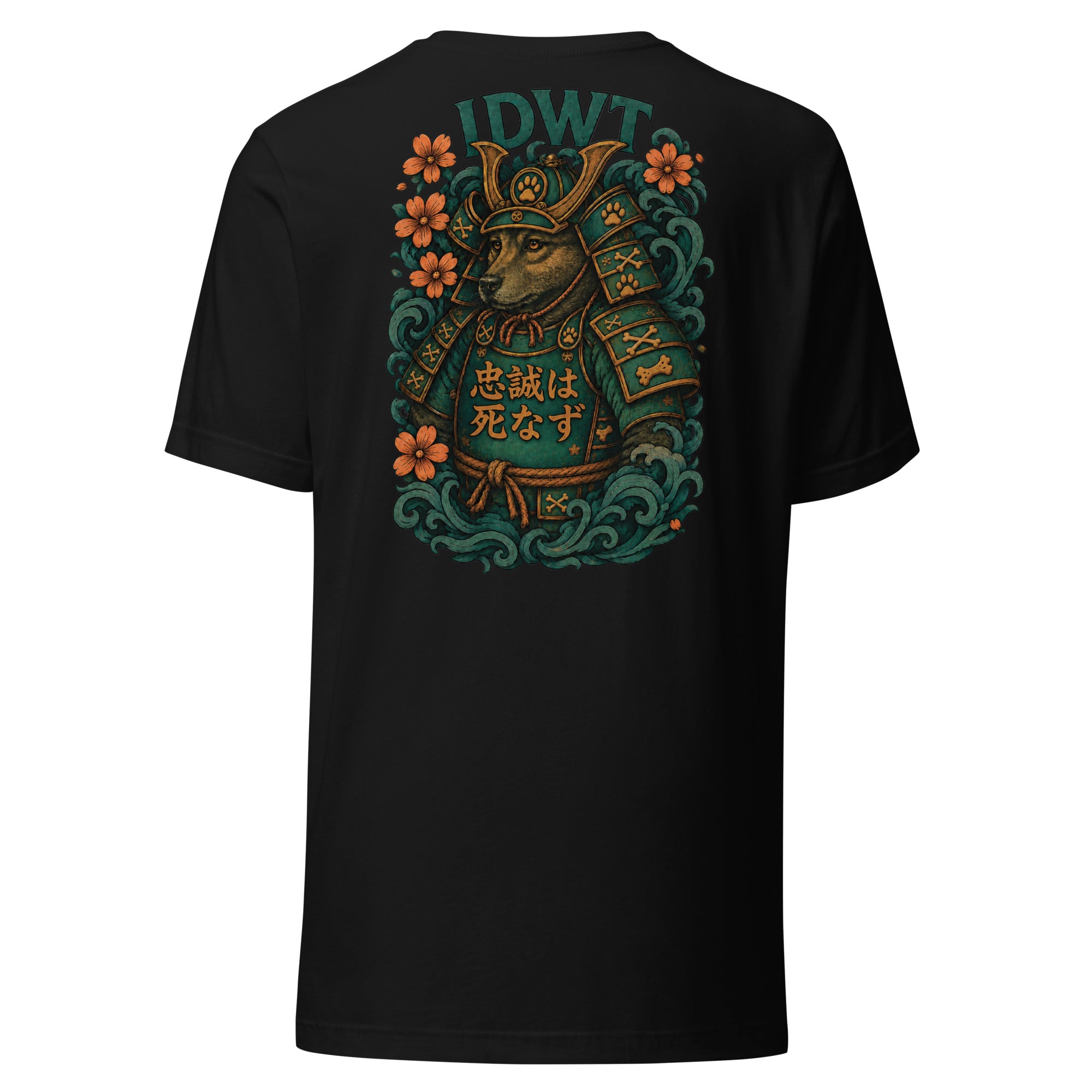 Bushido Bark: Samurai Canine T-Shirt - Black Color - In Dogz We Trust - Back View