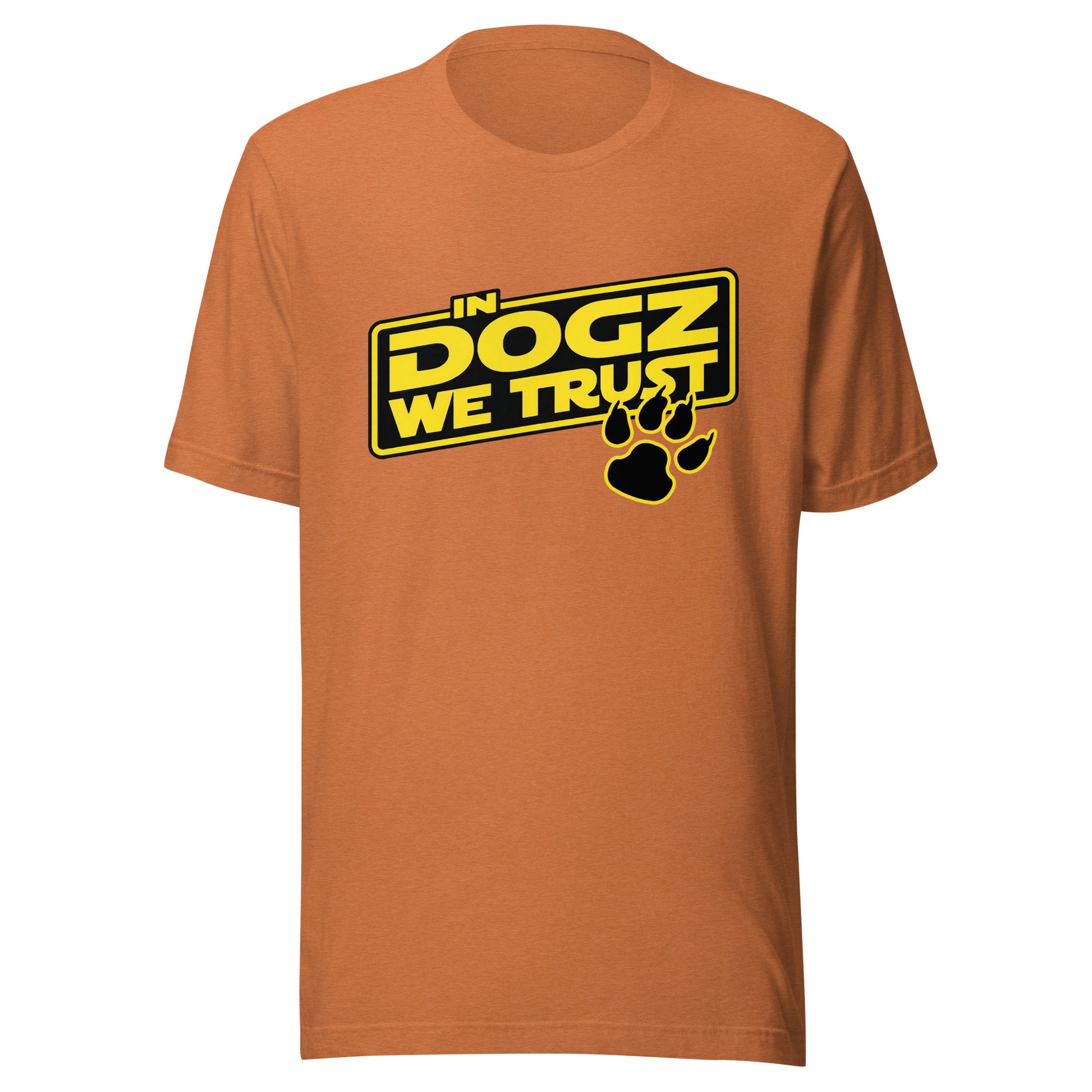 Boba Fettch - Star Wars Inspired Unisex Tee - Heather Autumn Orange - In Dogz We Trust - Front View